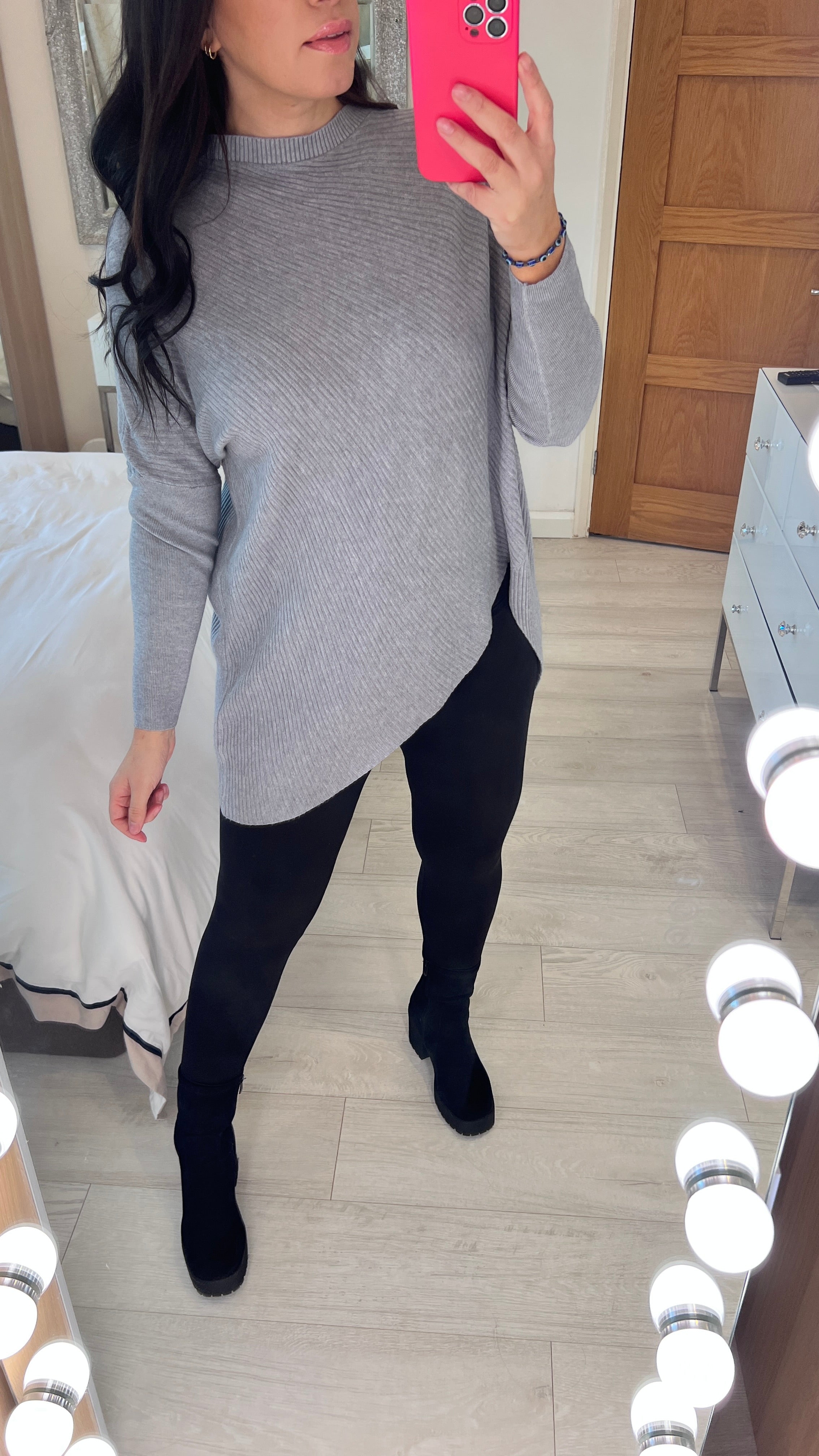 Hyland Ribbed Asymmetric Hem Jumper