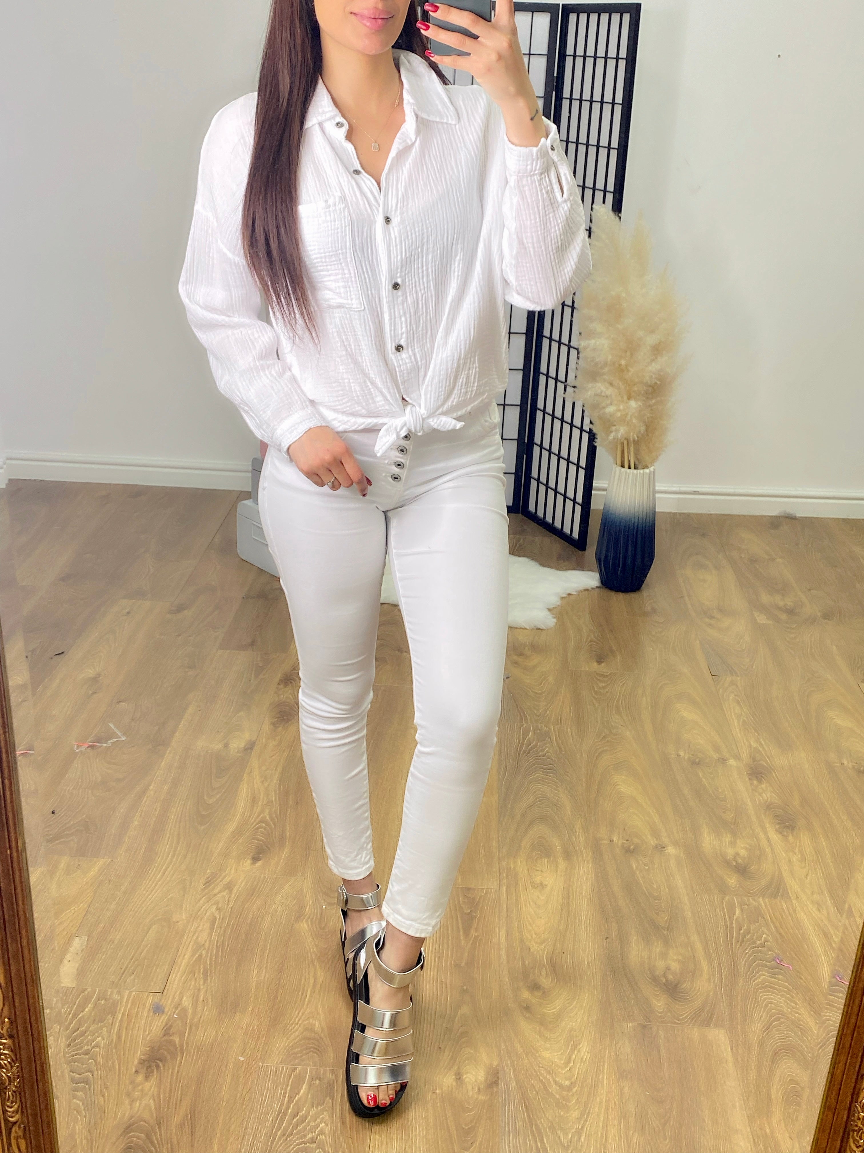 Fauve Tie Front Cheesecloth Shirt