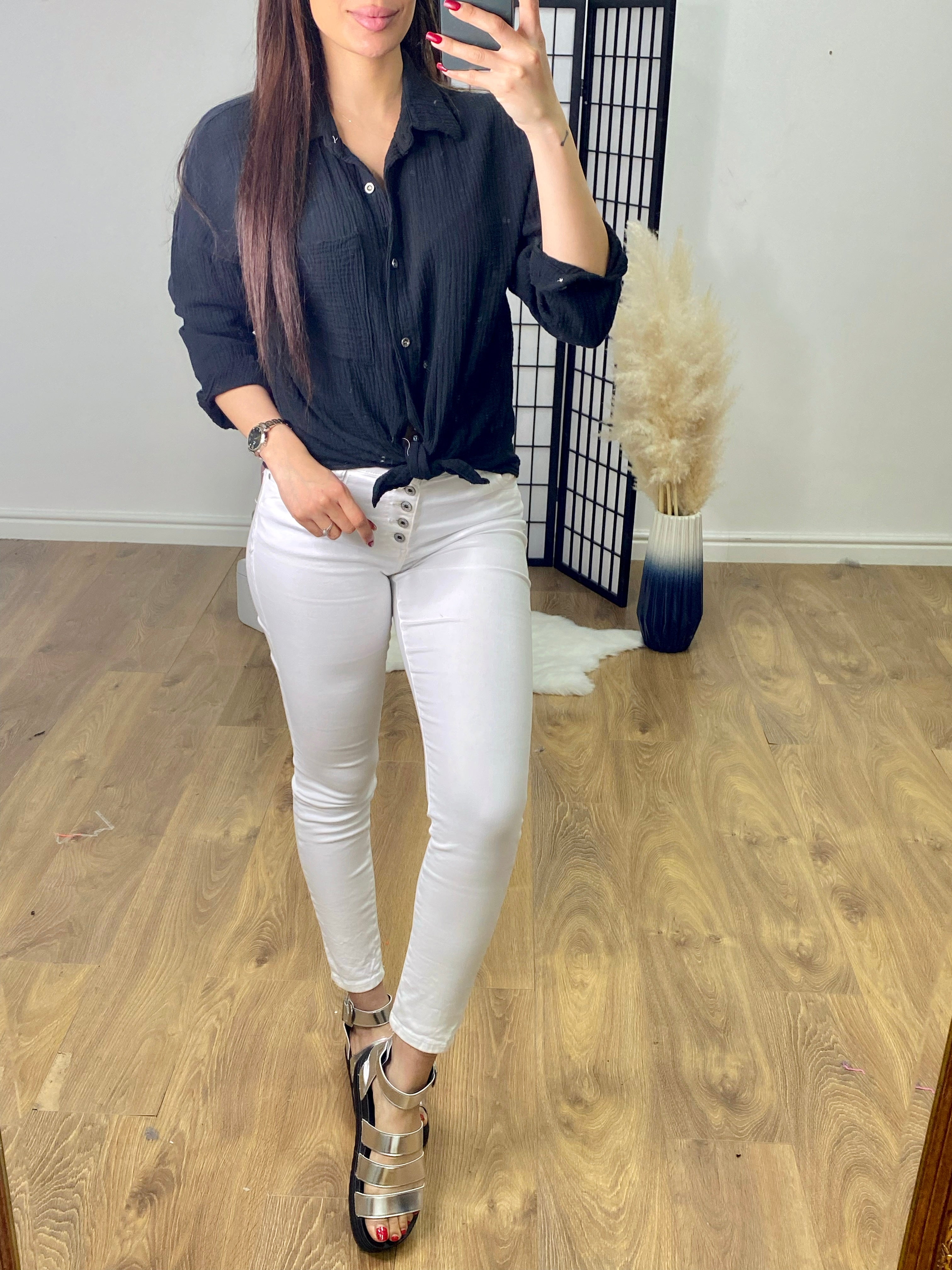 Fauve Tie Front Cheesecloth Shirt