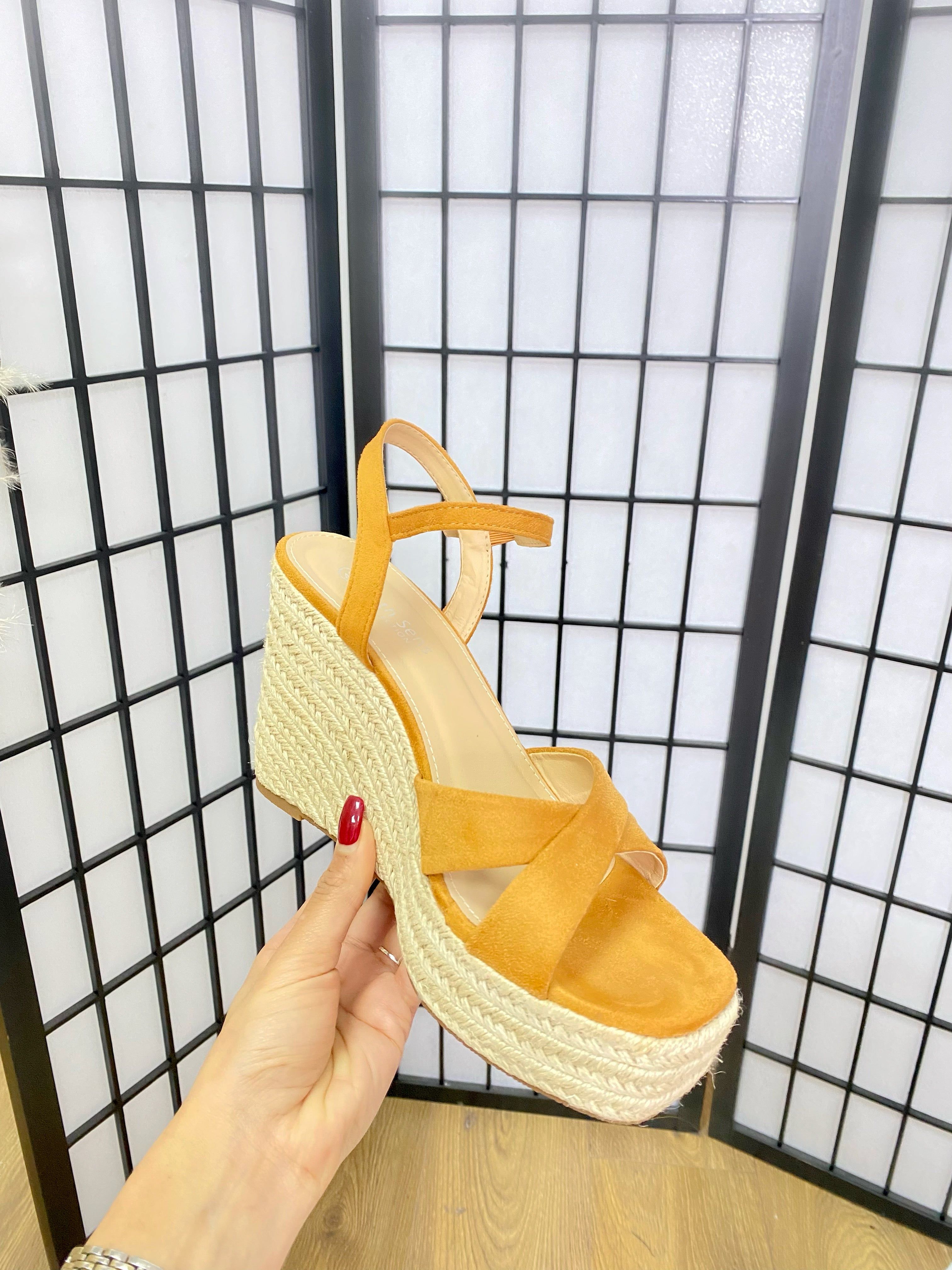 Ruiz Velvet Strap Wedge Sandal