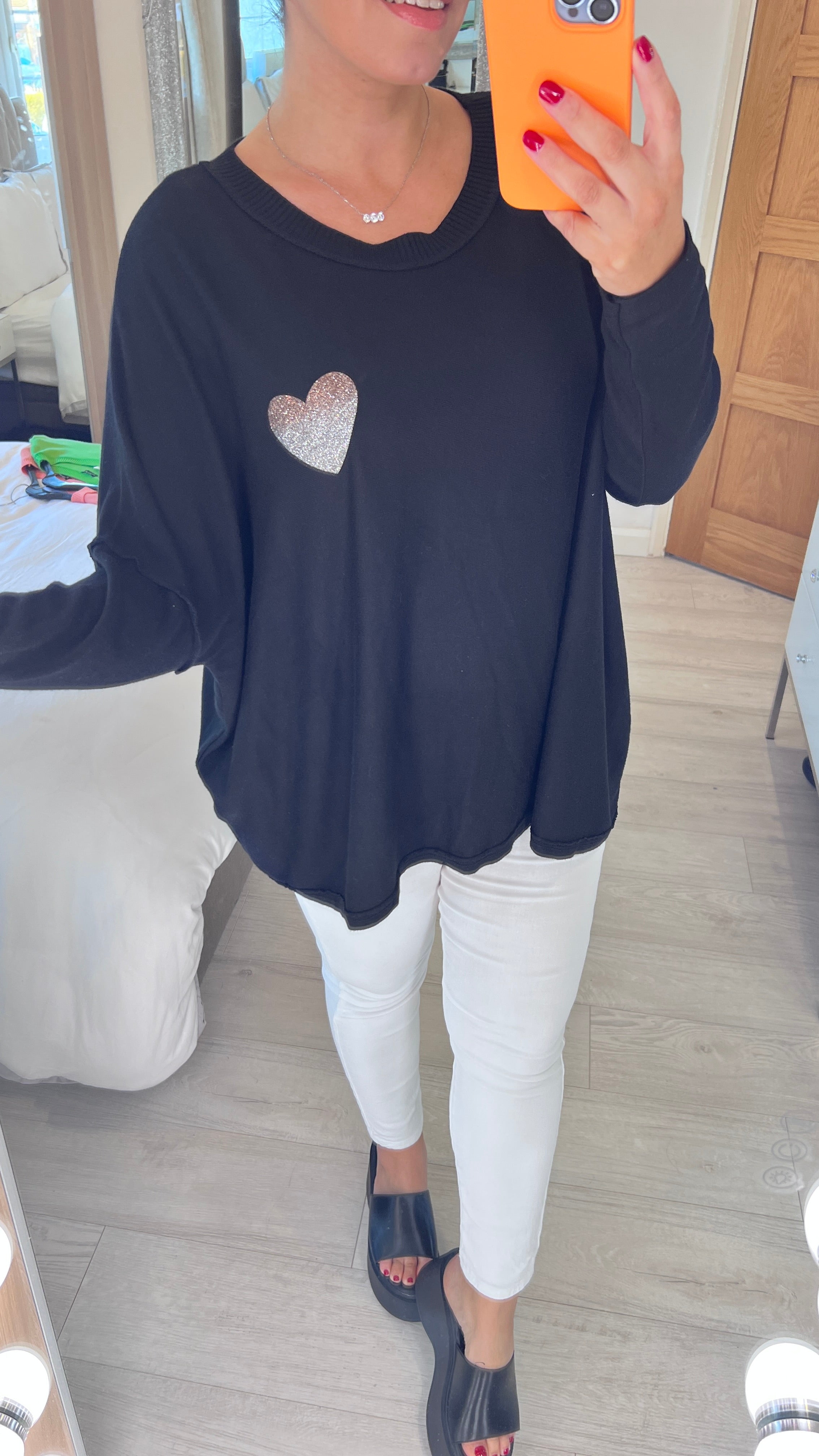 Georgia Super Soft Heart Detailed Thin Knit Jumper