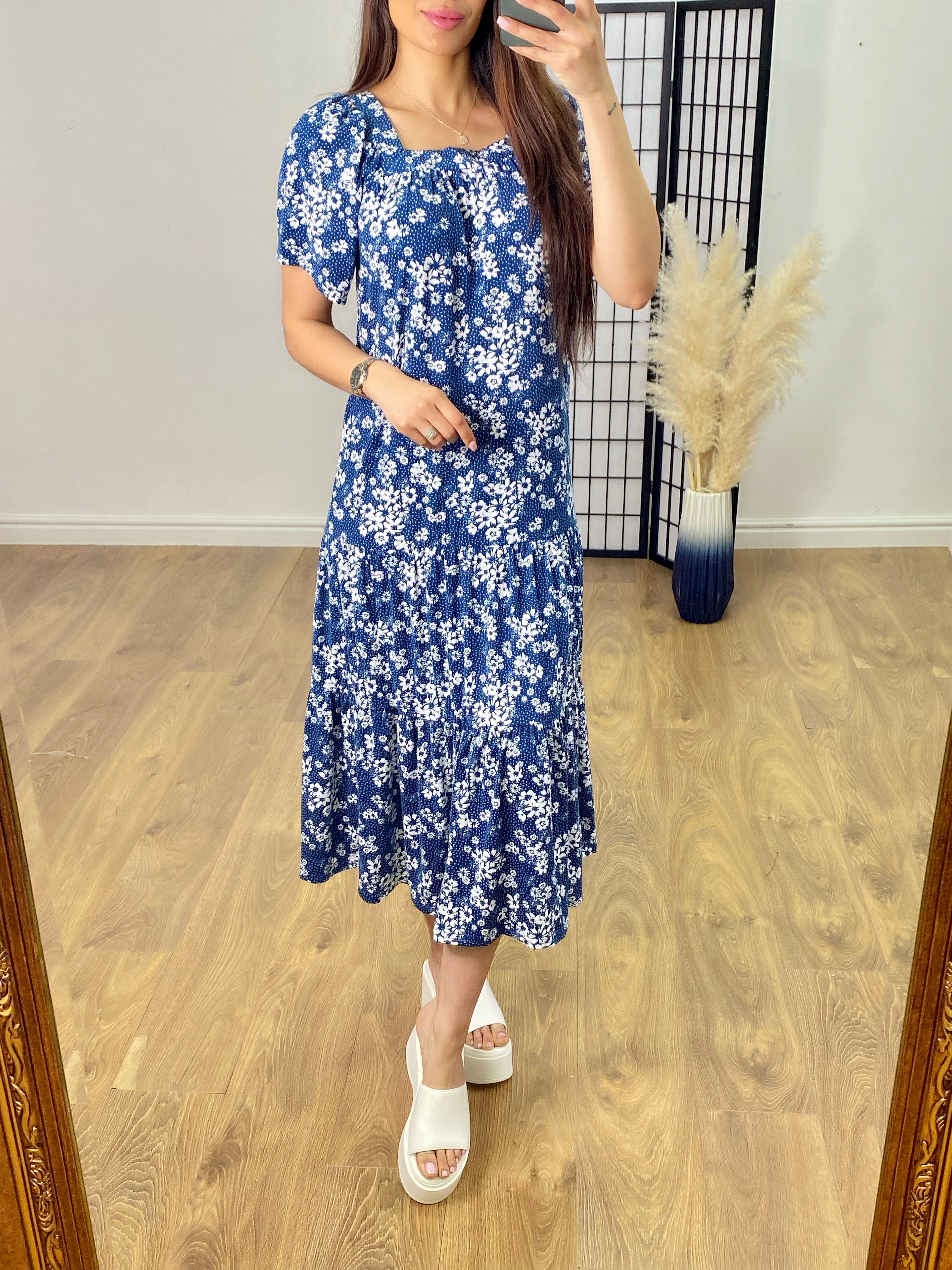 Thames Floral Print Frill Hem Dress