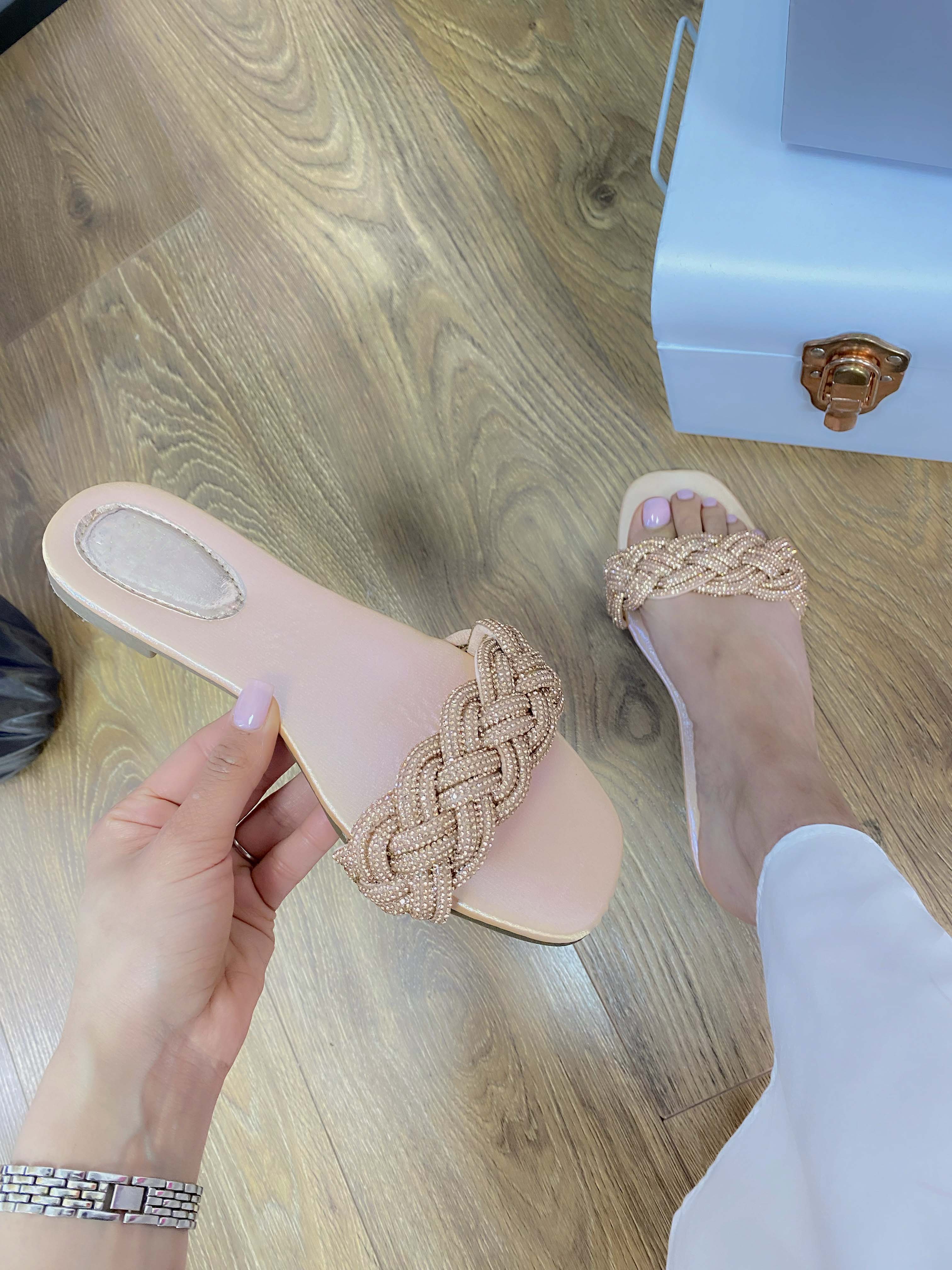 Prescott Diamante Plait Sliders