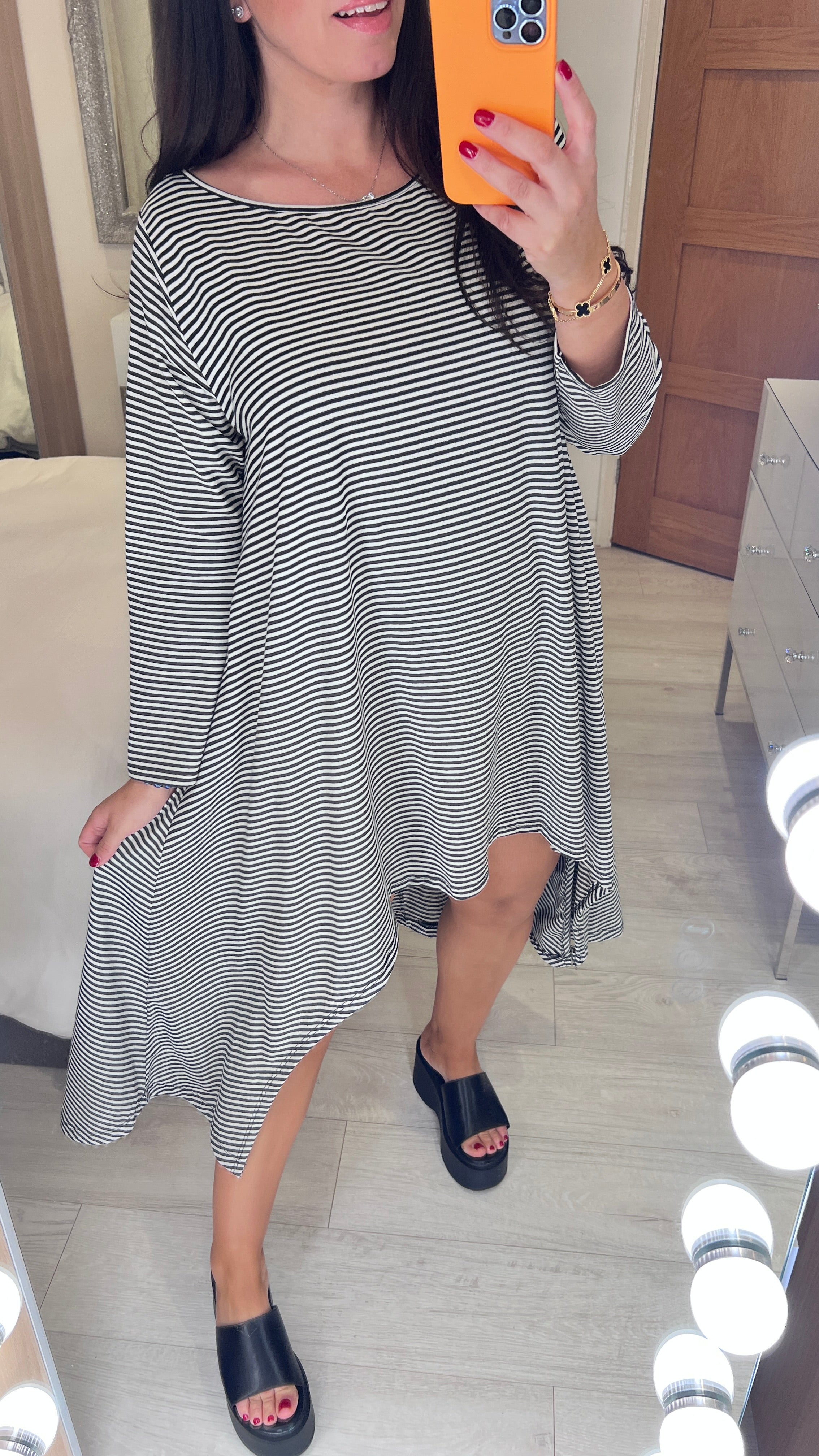 Diane Striped Dip Hem Stretch Tunic