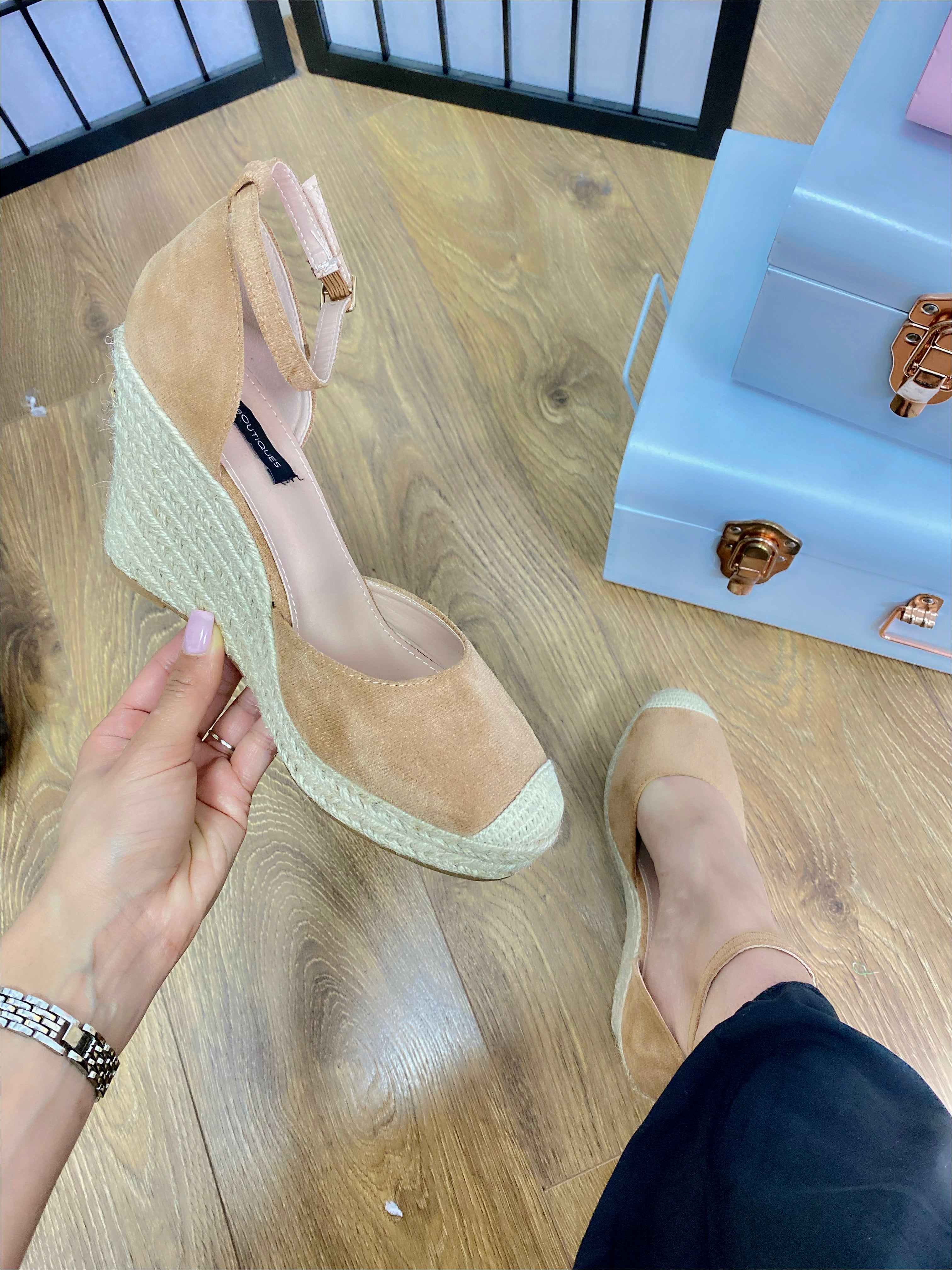 Almond Plain Faux Suede Wedges