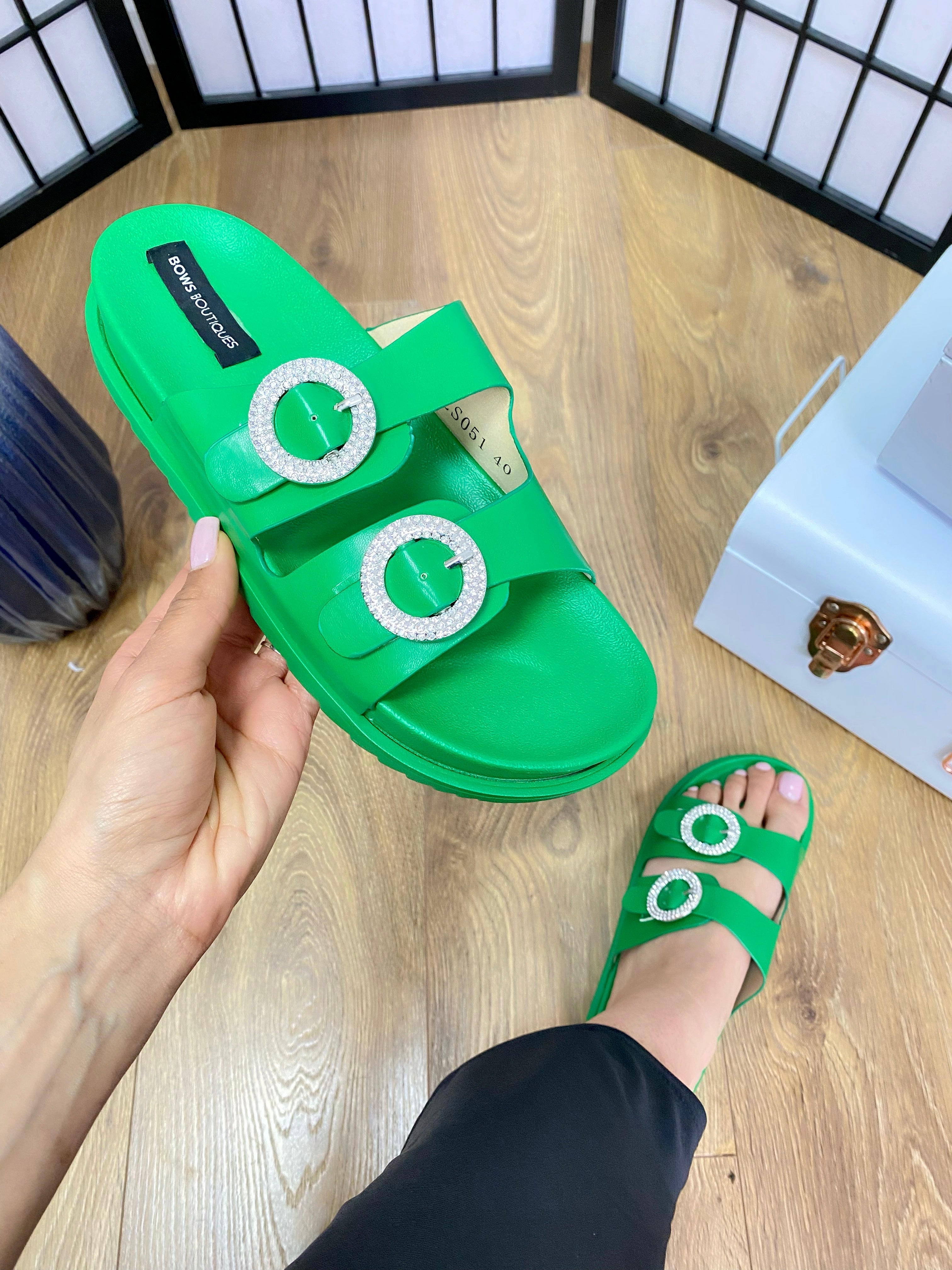 Sevina Diamante Double Strap Buckle Slider