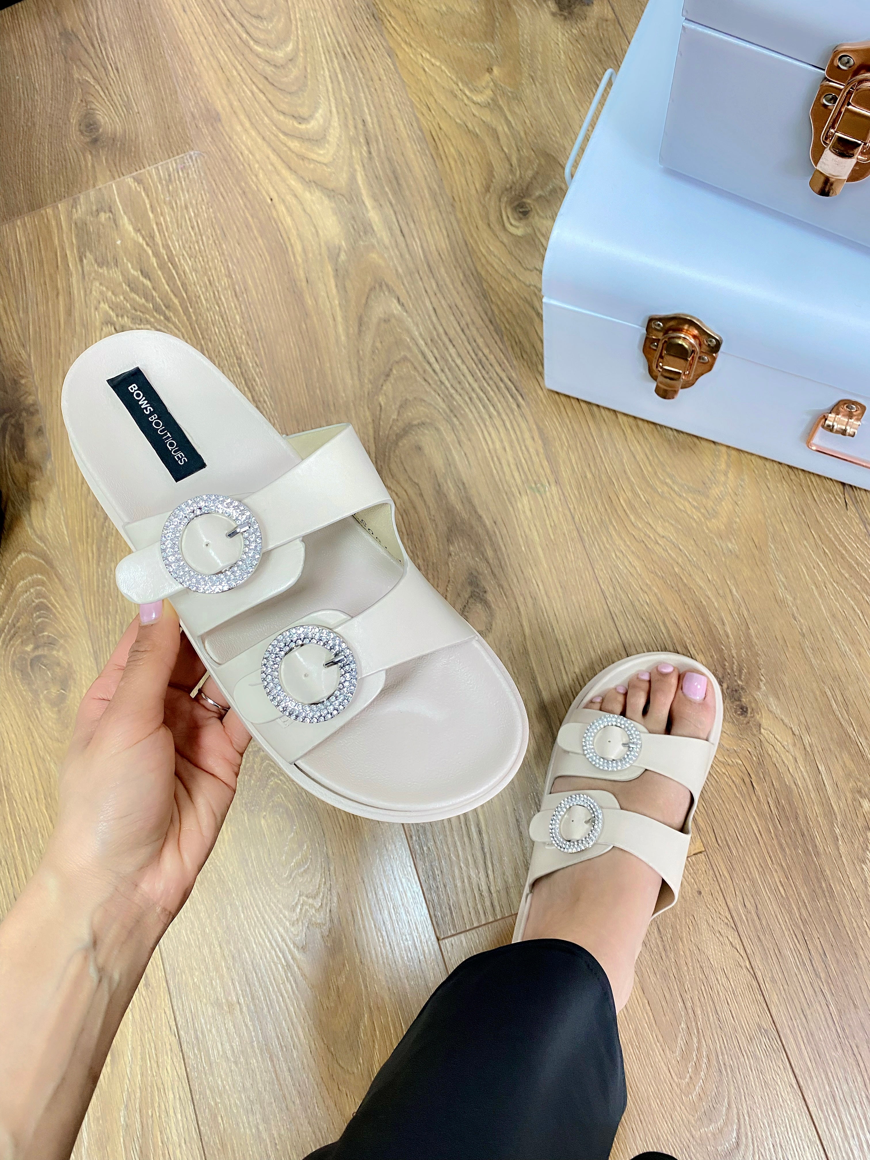 Sevina Diamante Double Strap Buckle Slider