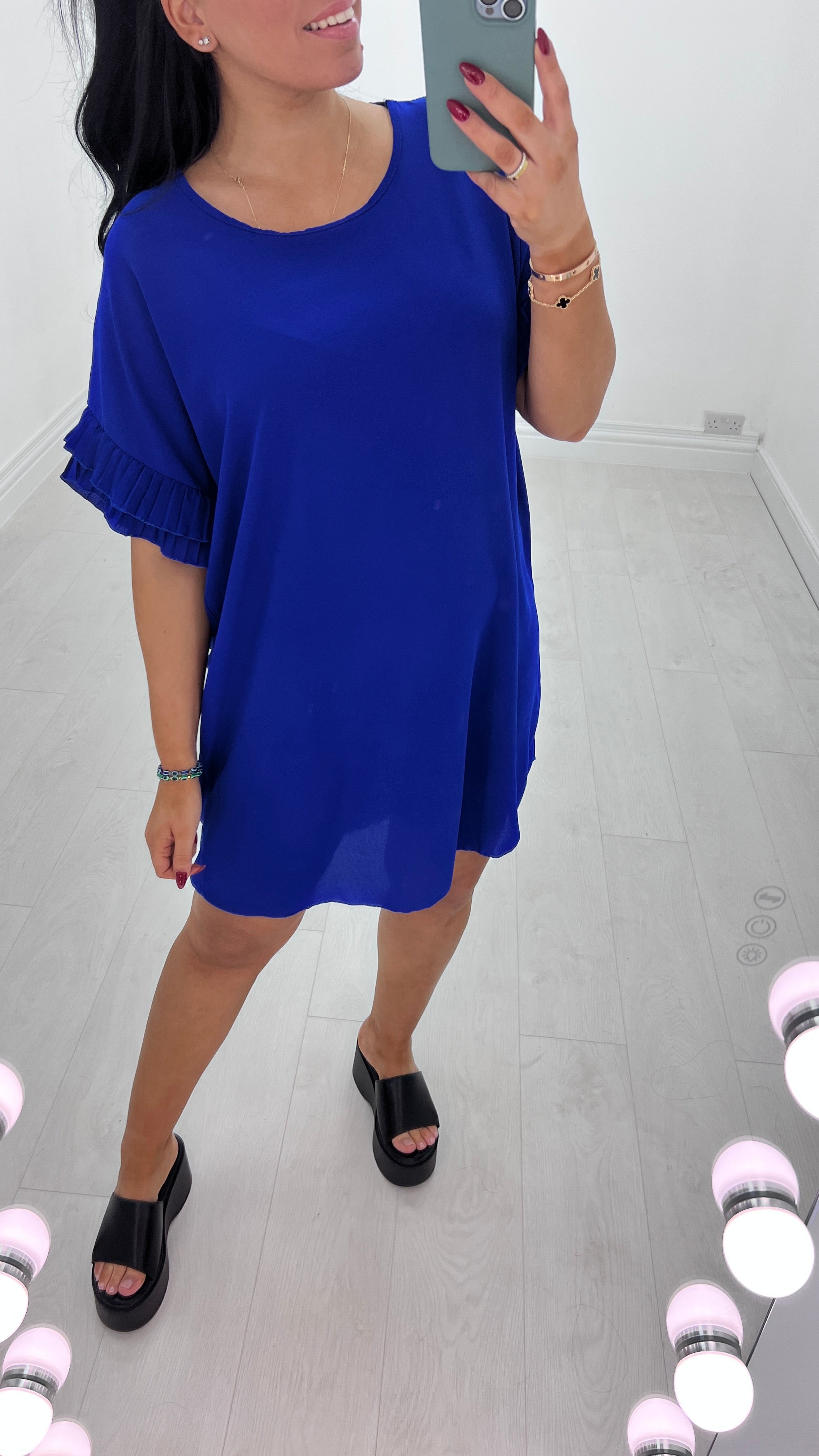 Jordan Pleated Frill Sleeve Loose Fit Dress