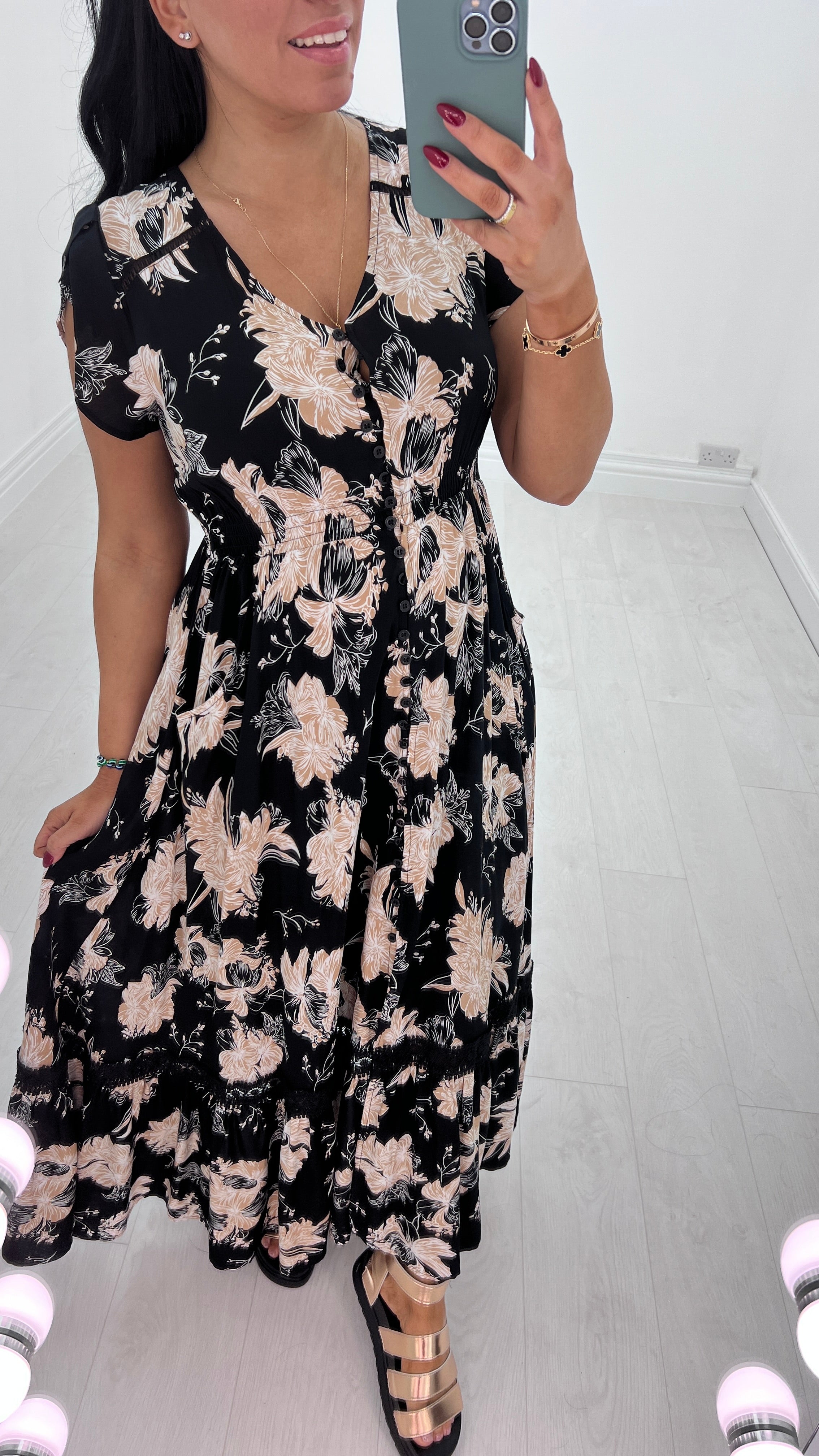 Lois Floral Print Frill Hem Maxi Dress