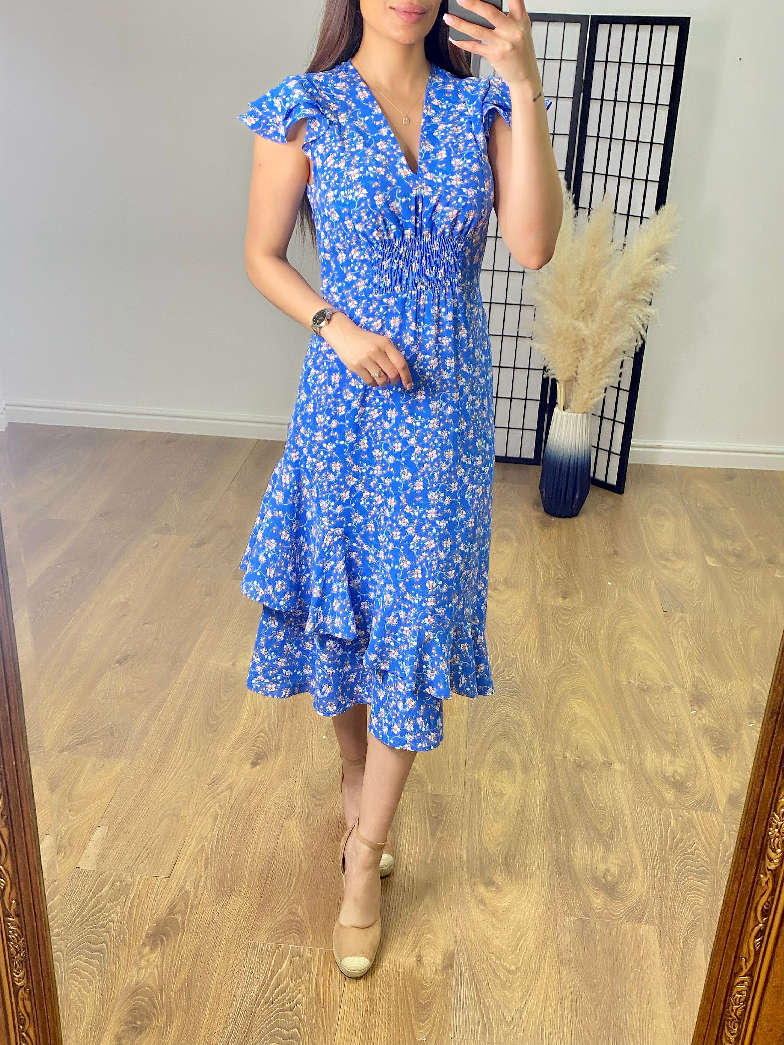 Narinder Floral Print Frill Dress