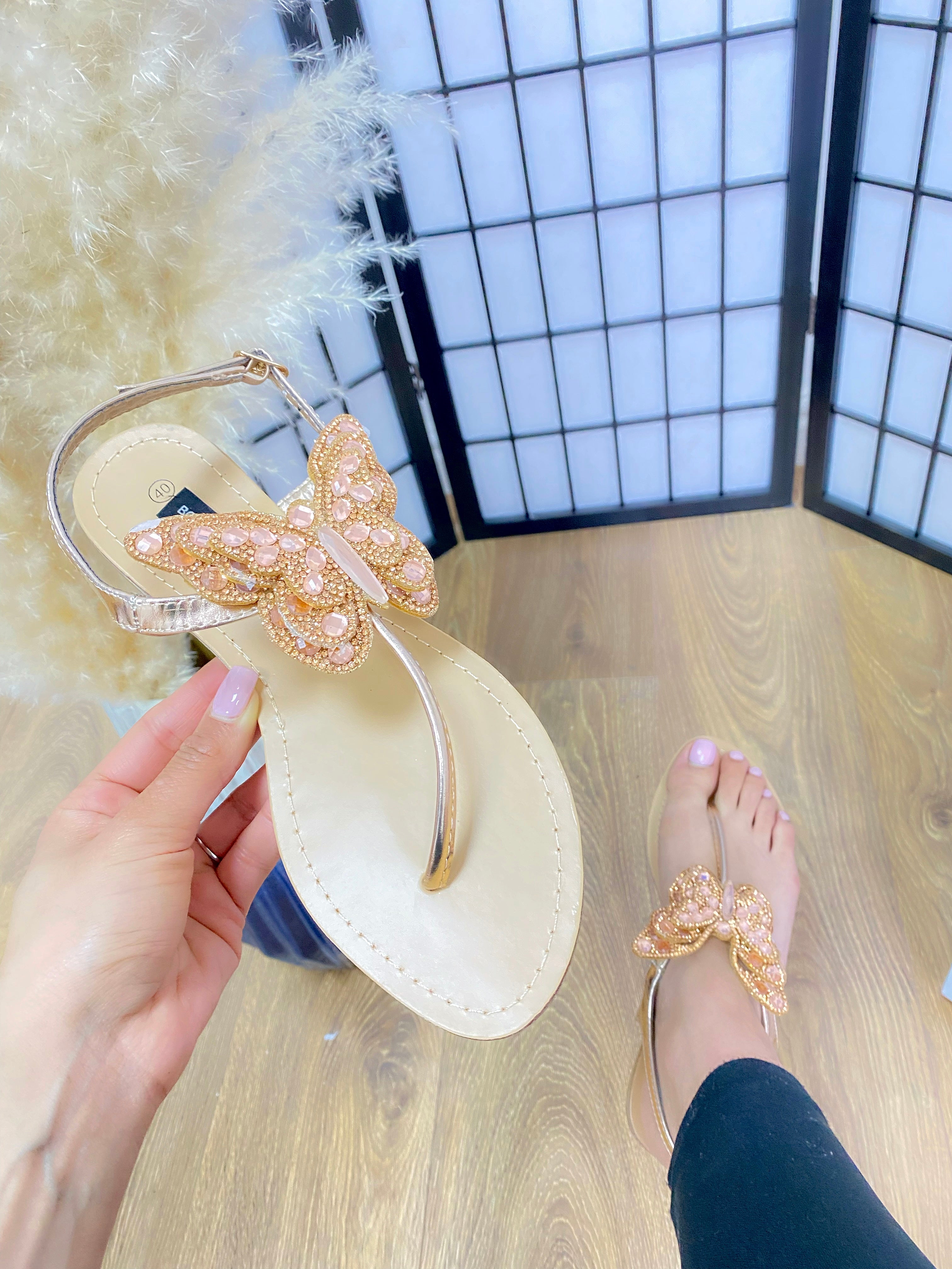 Kandis Gem Detail Butterfly Sandals