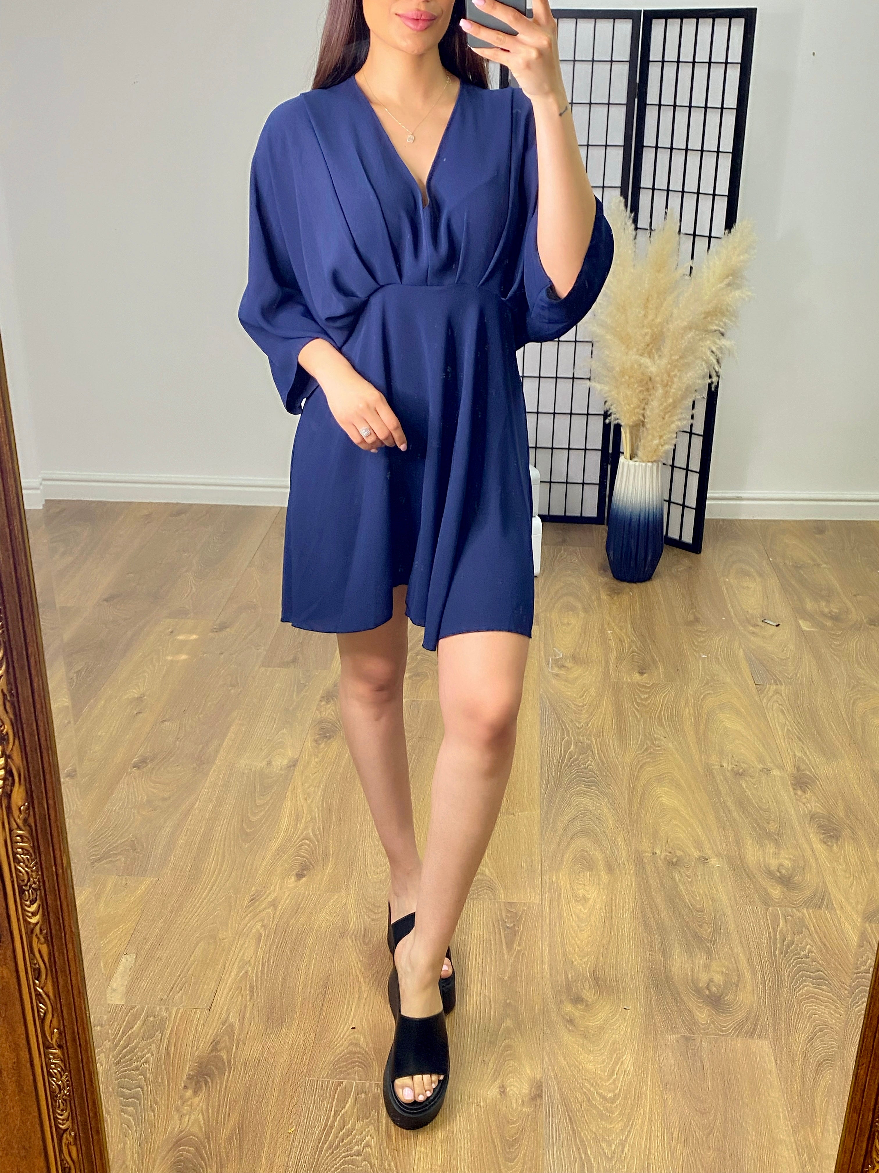 Alendra Rouched Batwing Bell Sleeve Top