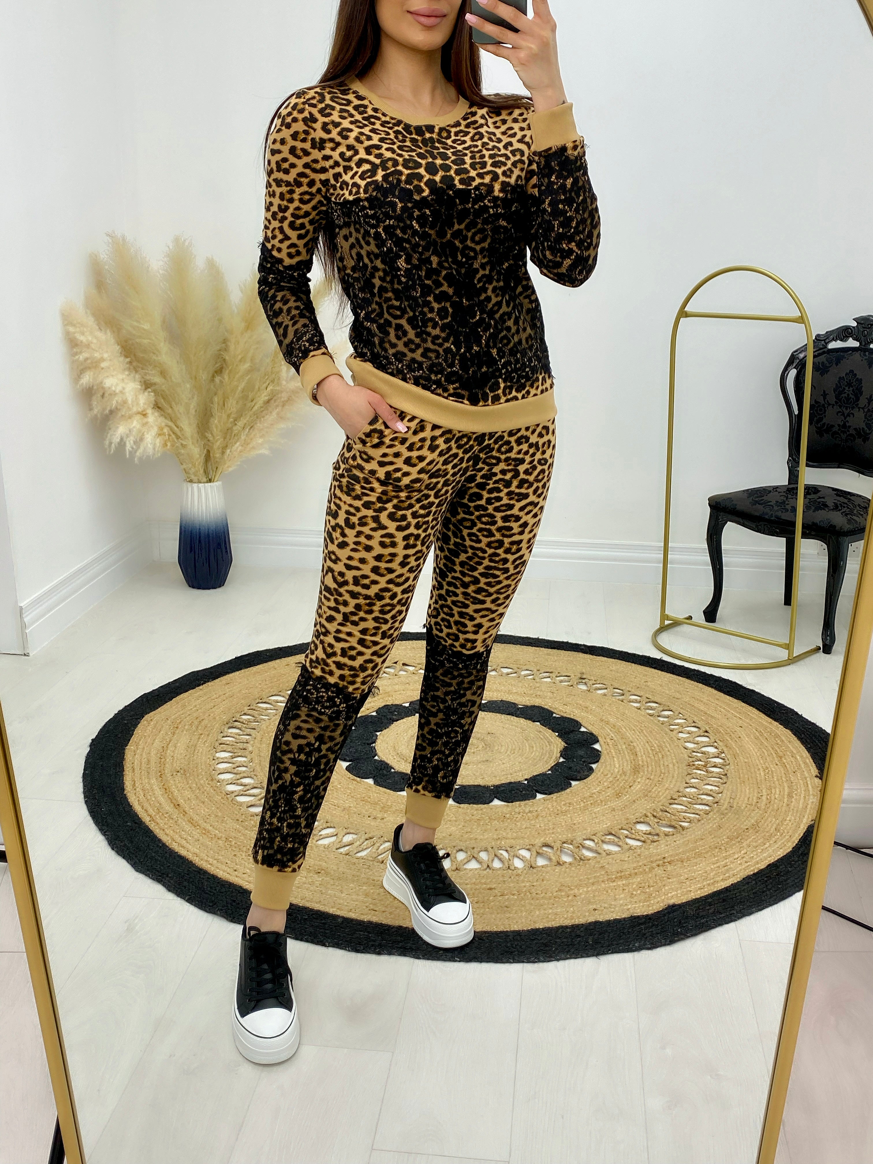 Valent Leopard Print Lace Loungewear Set