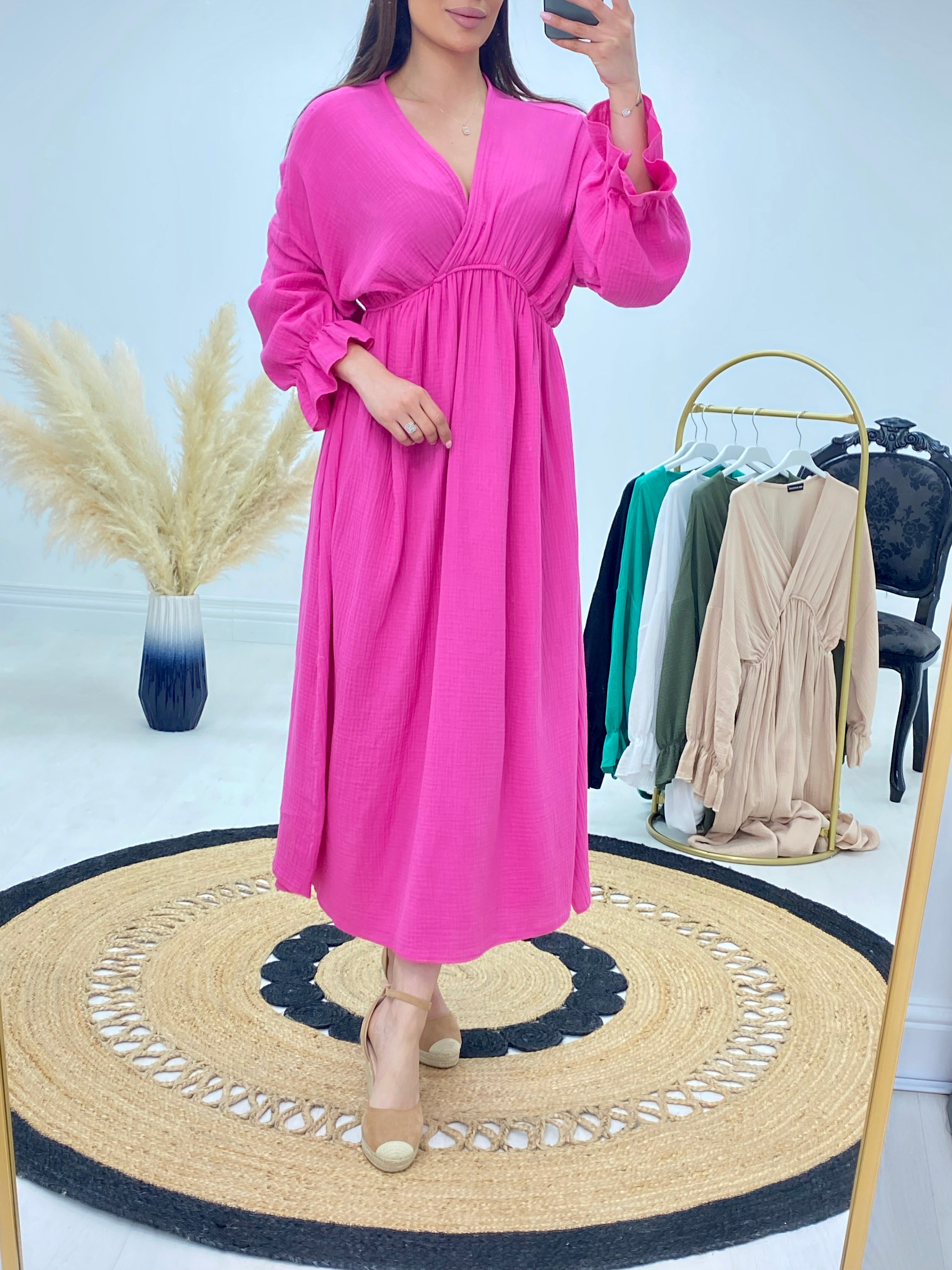 Vincenzo Angel Sleeve Cheesecloth Dress