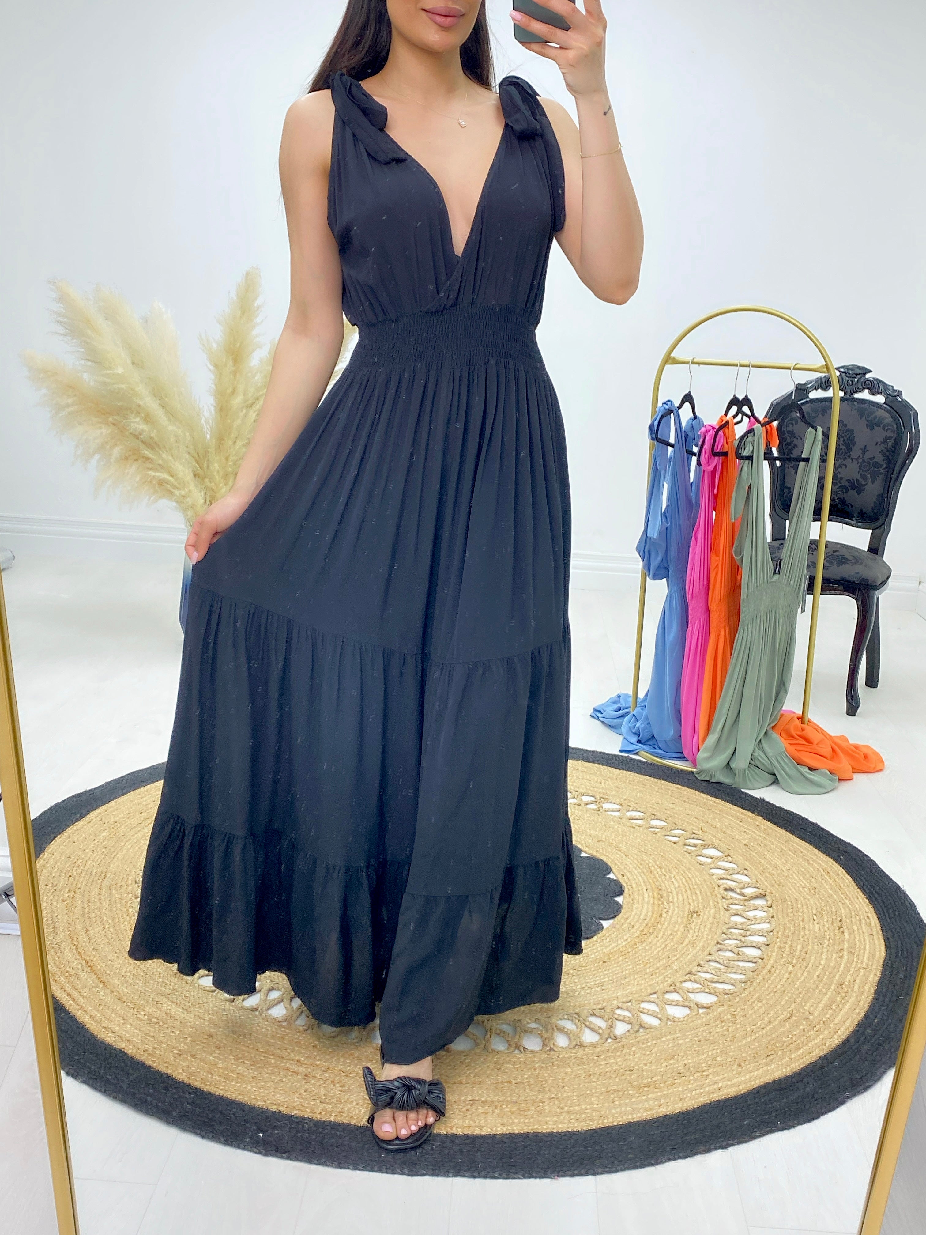 Sheldon V Neck Tiered Hem Dress