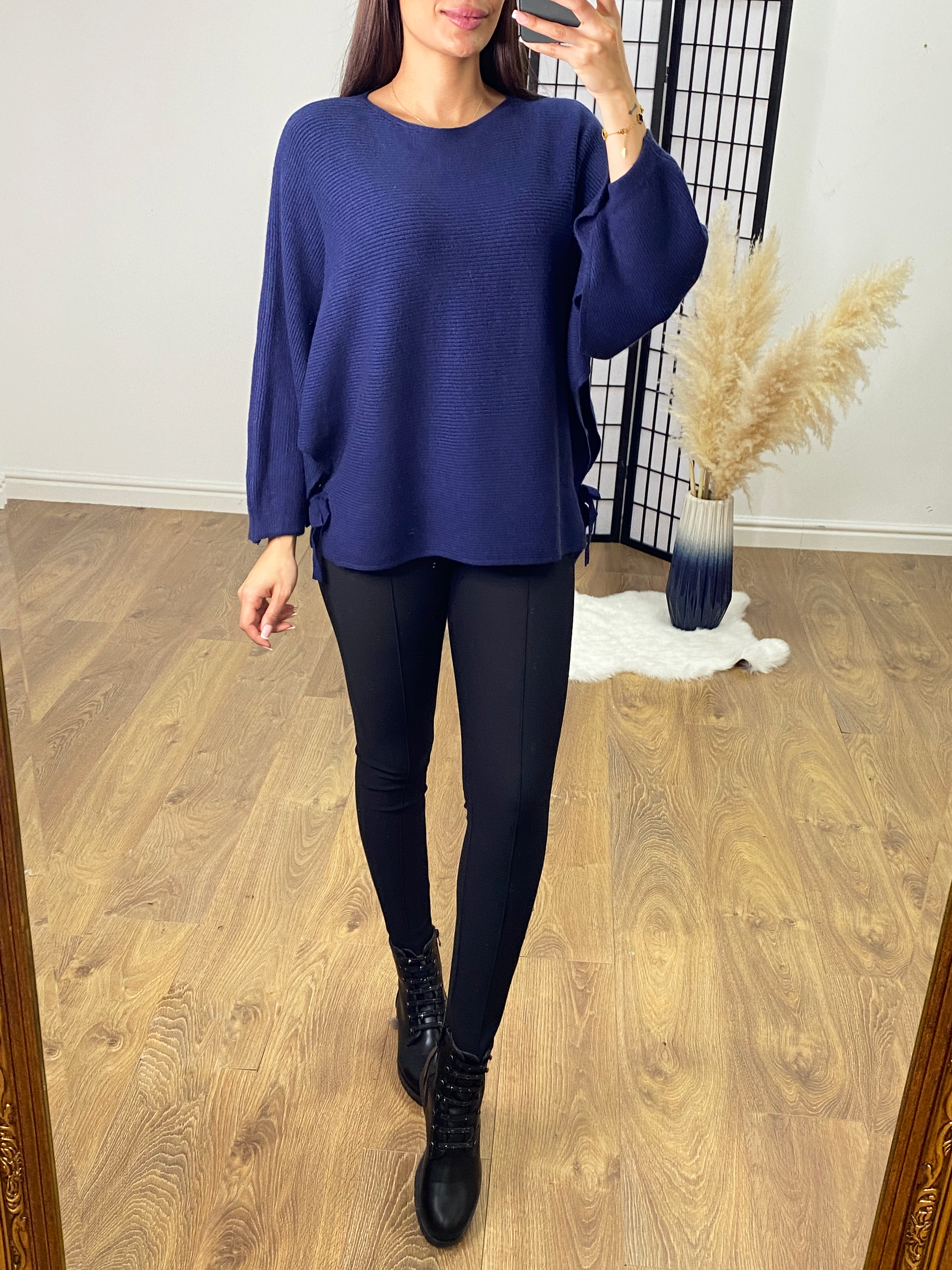 Kirby Ribbed Batwing Tie Side Jumper