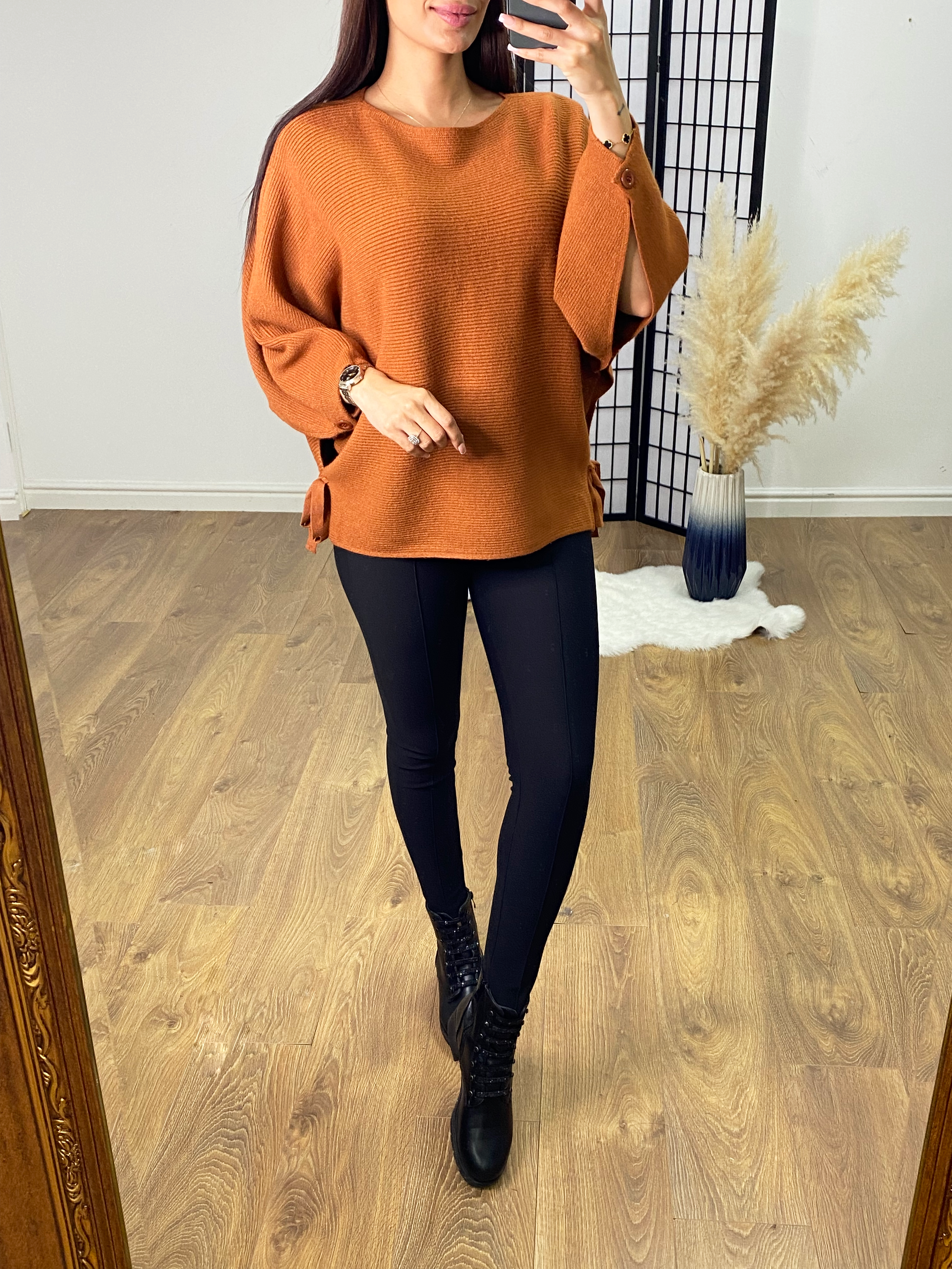 Kirby Ribbed Batwing Tie Side Jumper