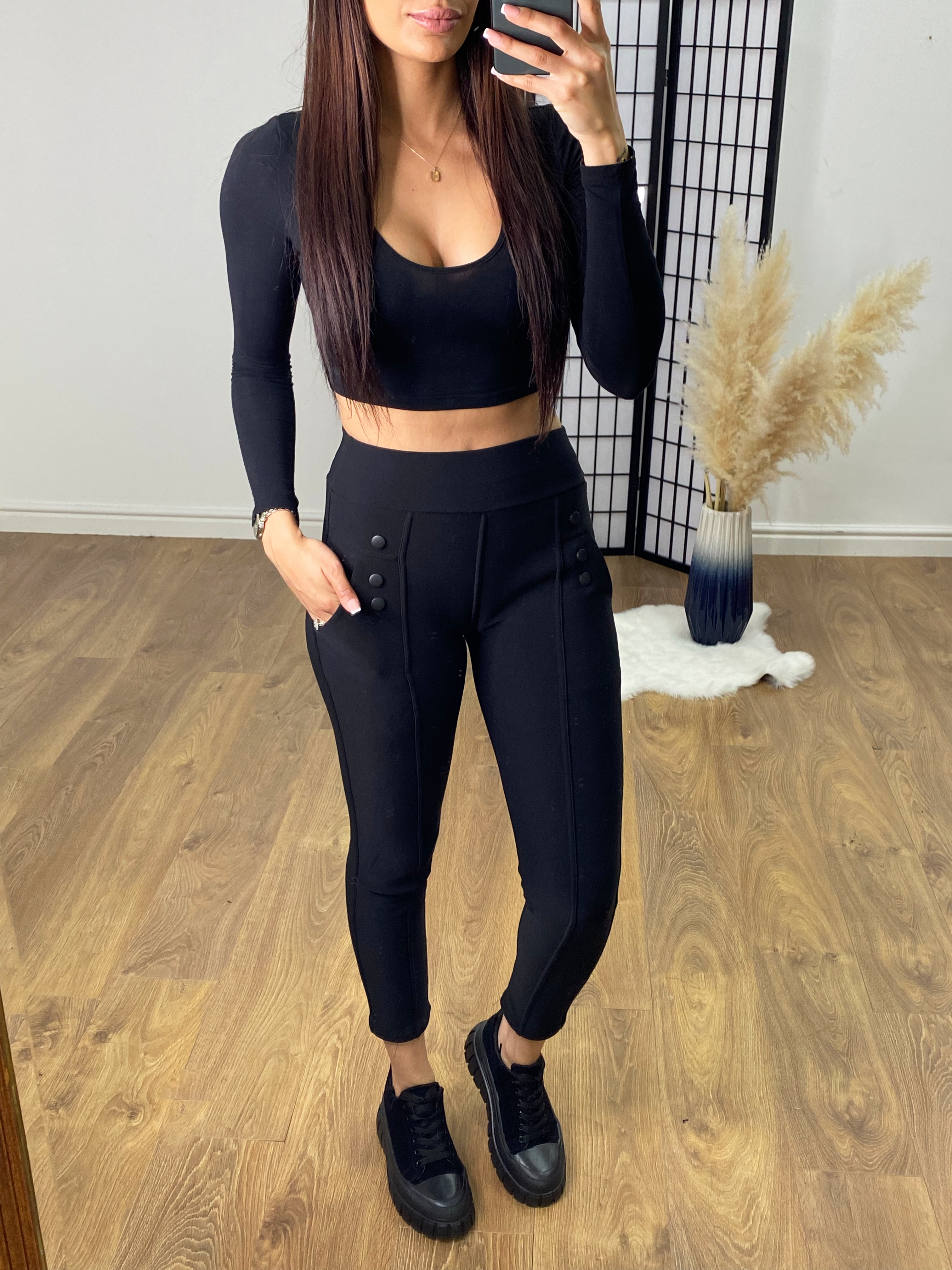 Samba Black Button Thermal Lined Leggings