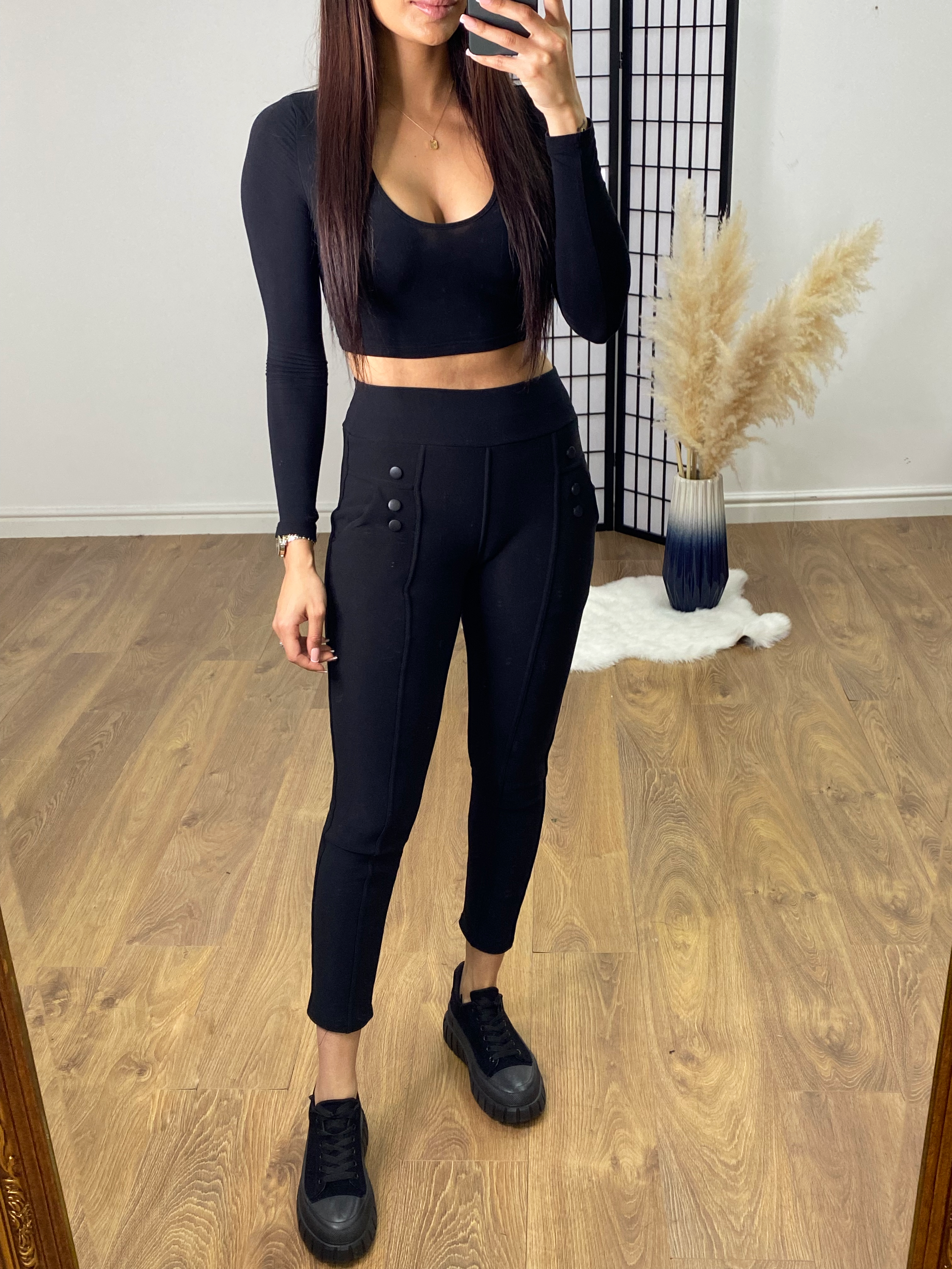 Samba Black Button Thermal Lined Leggings