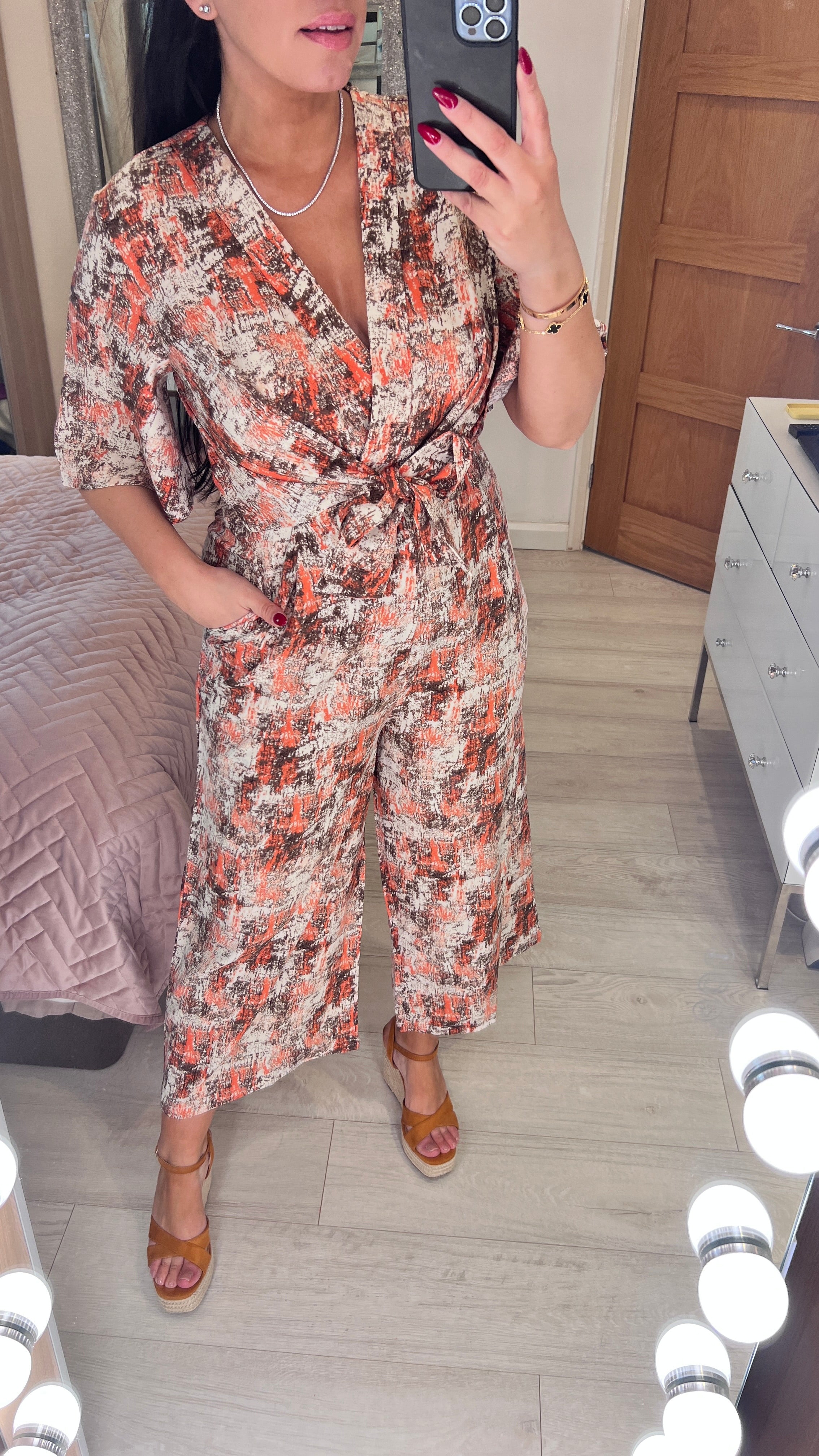 Adeline Abstract Print Wide Leg Jumpsuit