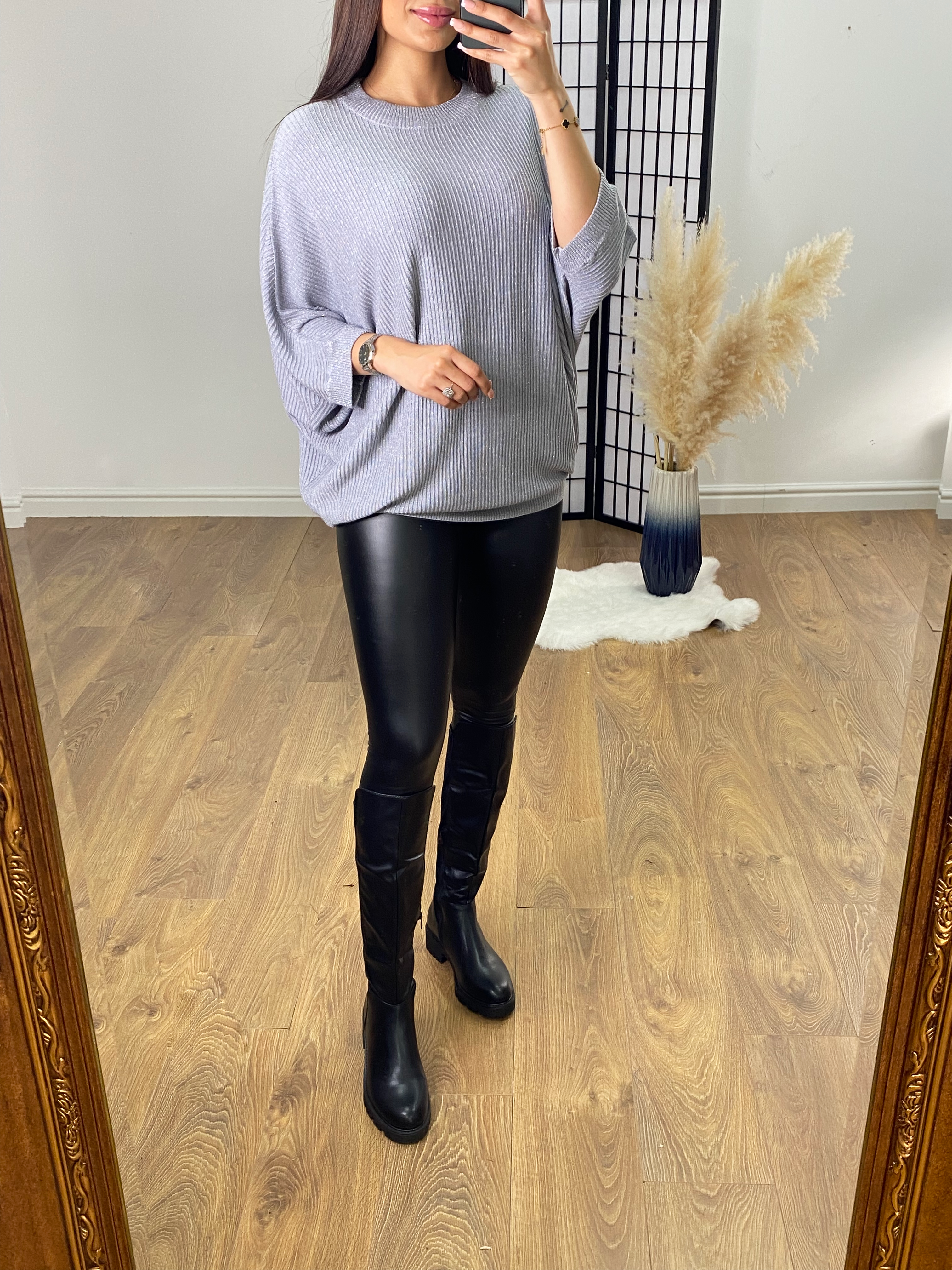Ebrill Lurex Ribbed Batwing Jumper