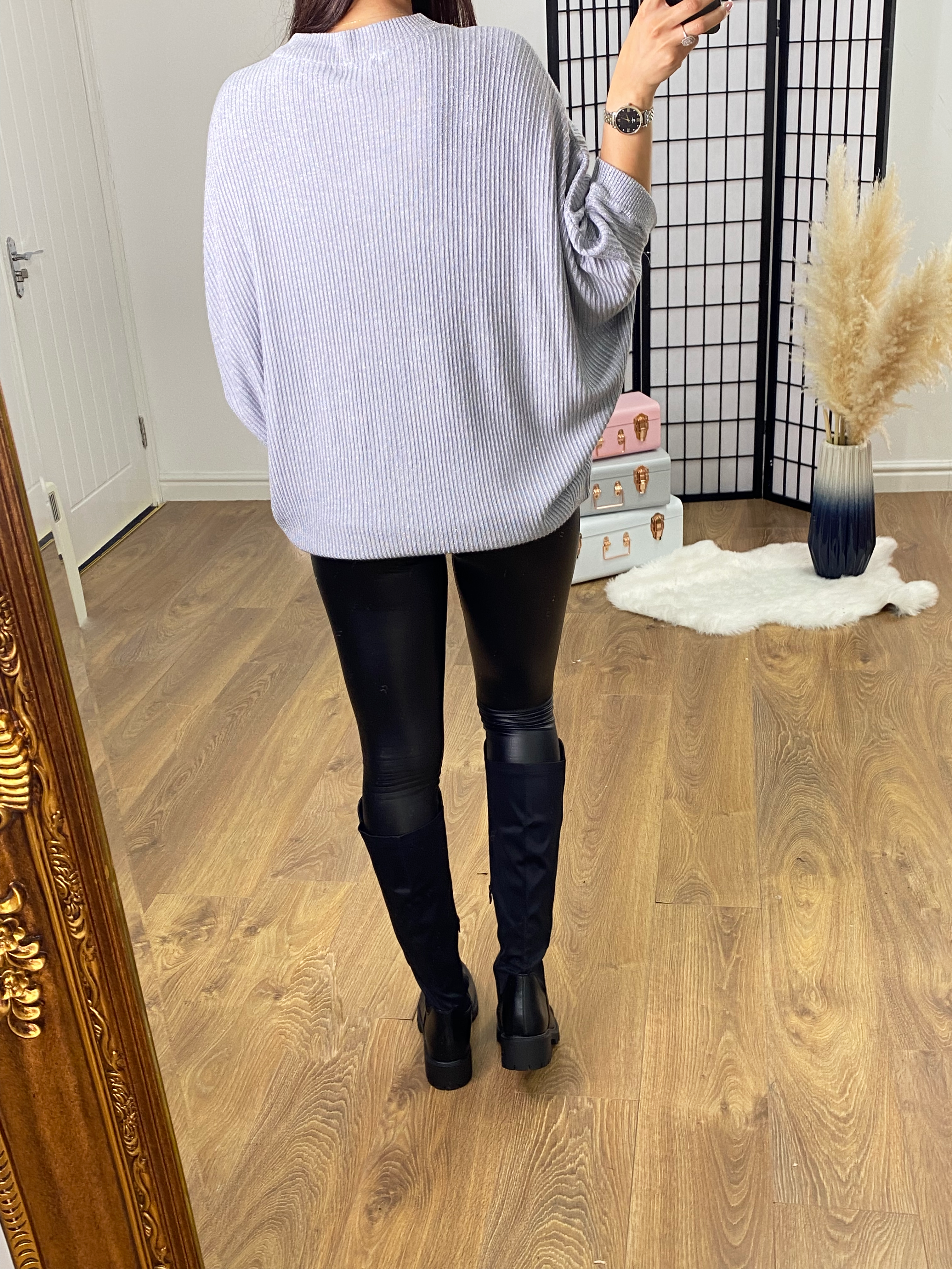 Ebrill Lurex Ribbed Batwing Jumper