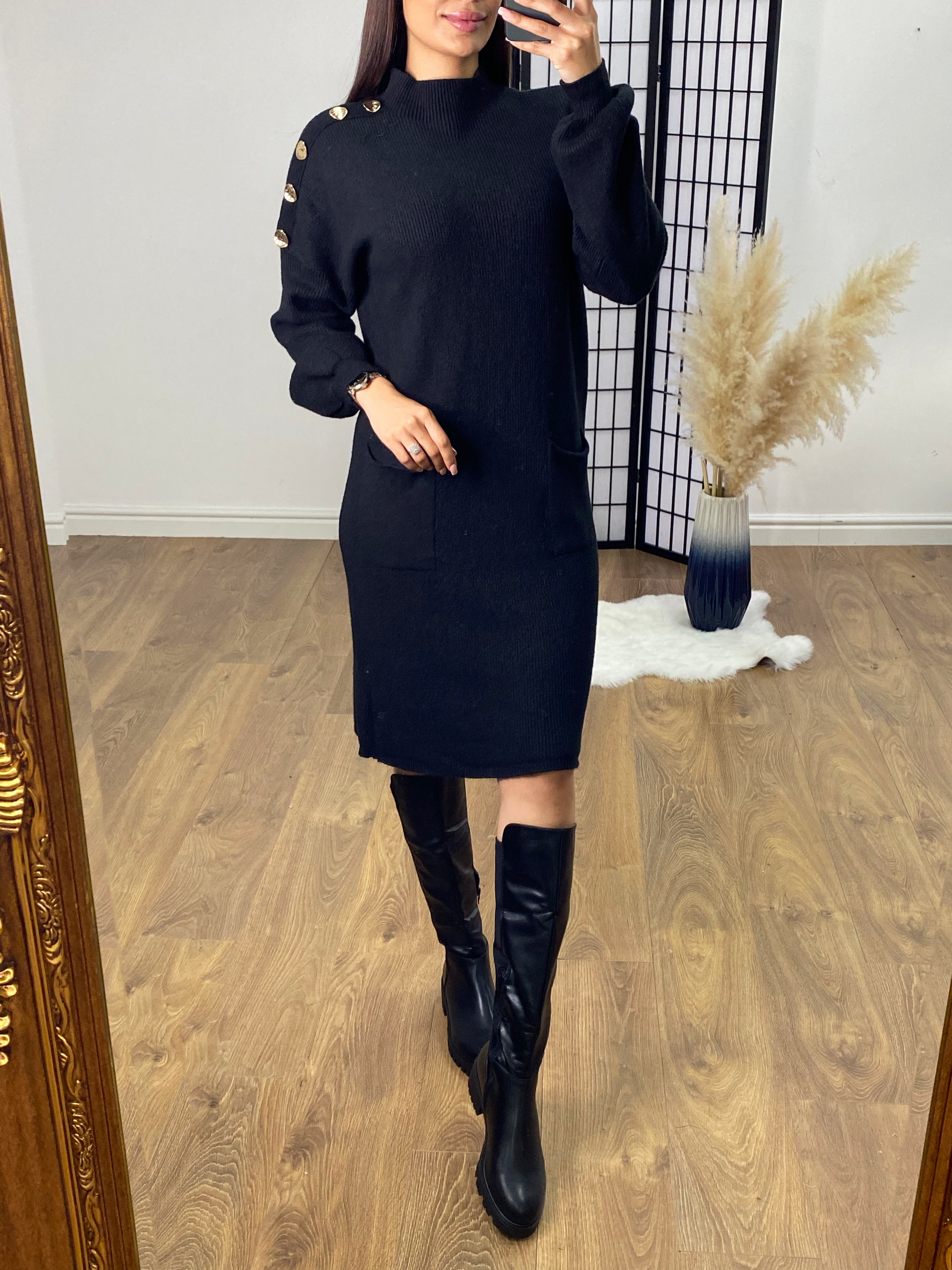 Chantal Button Detail Jumper Dress