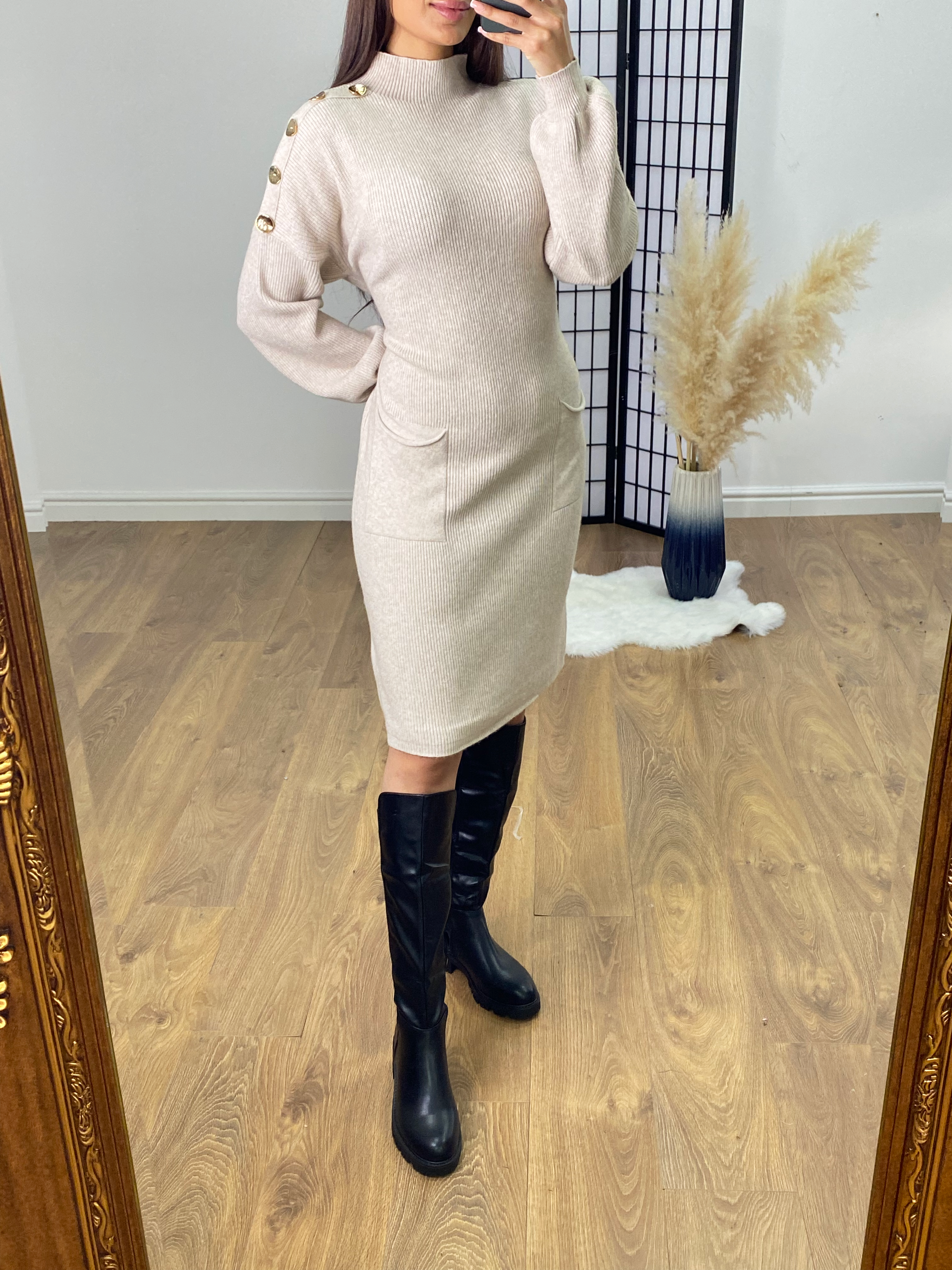 Chantal Button Detail Jumper Dress