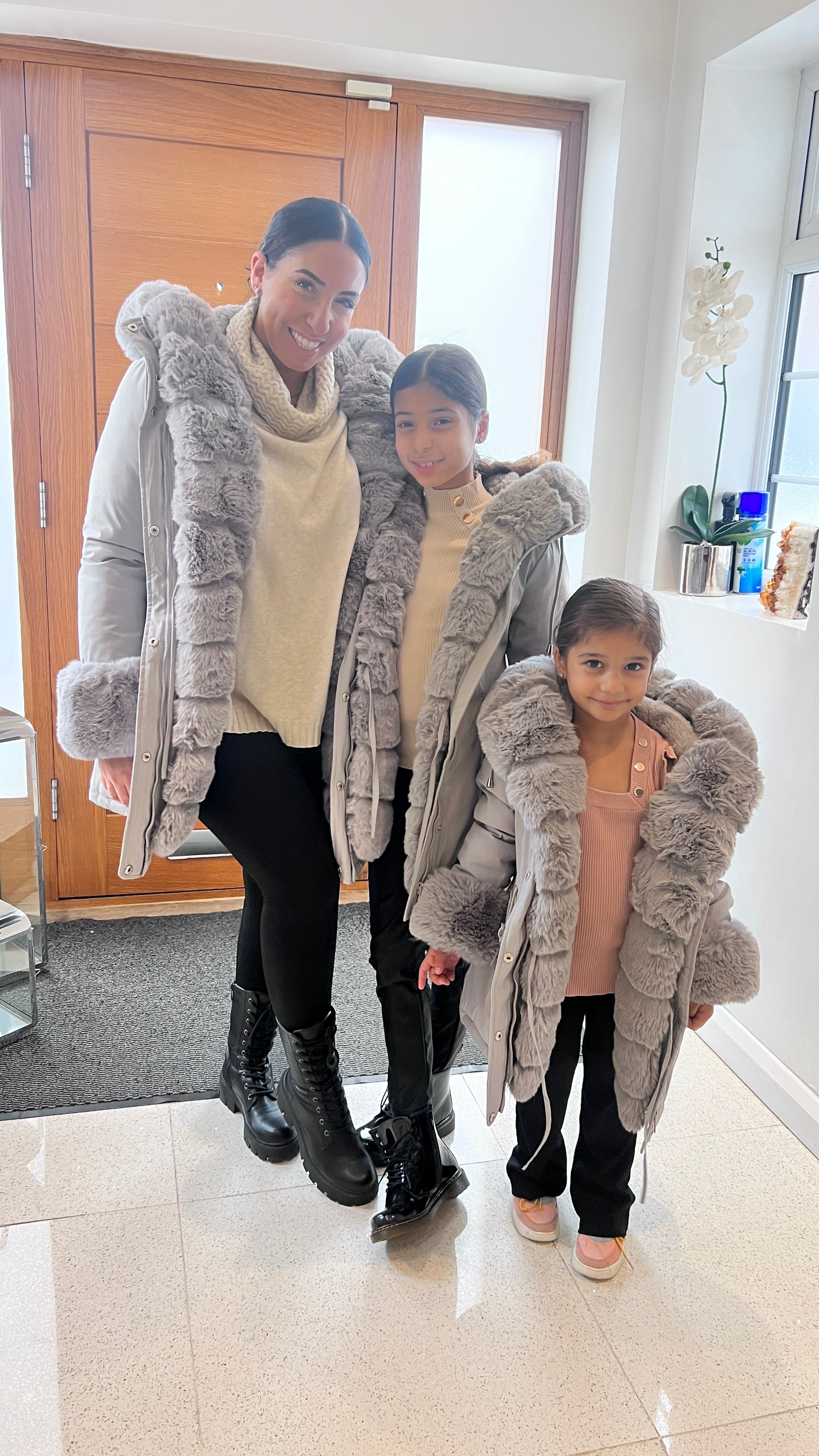 Jaya Grey KIDS Faux Fur Hooded Toggle Coat