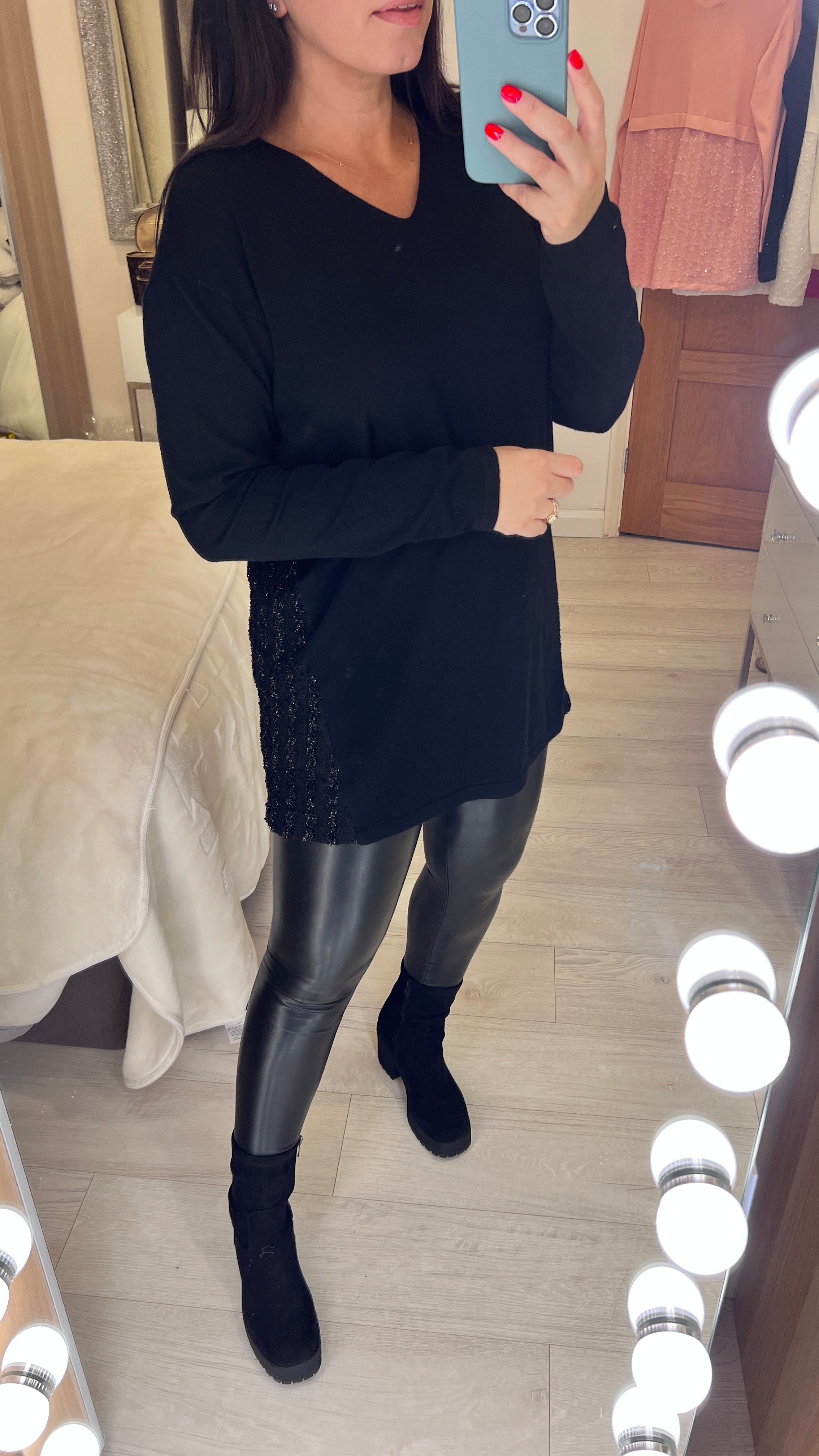 Elena Sequin Back Hem Knitted Jumper