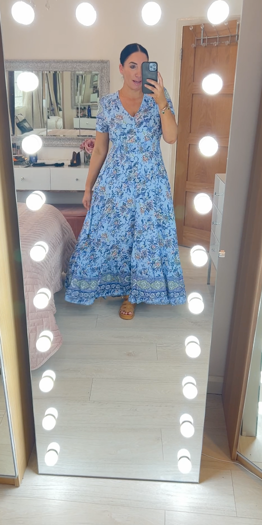 Kita Blue Paisley Print Maxi Dress