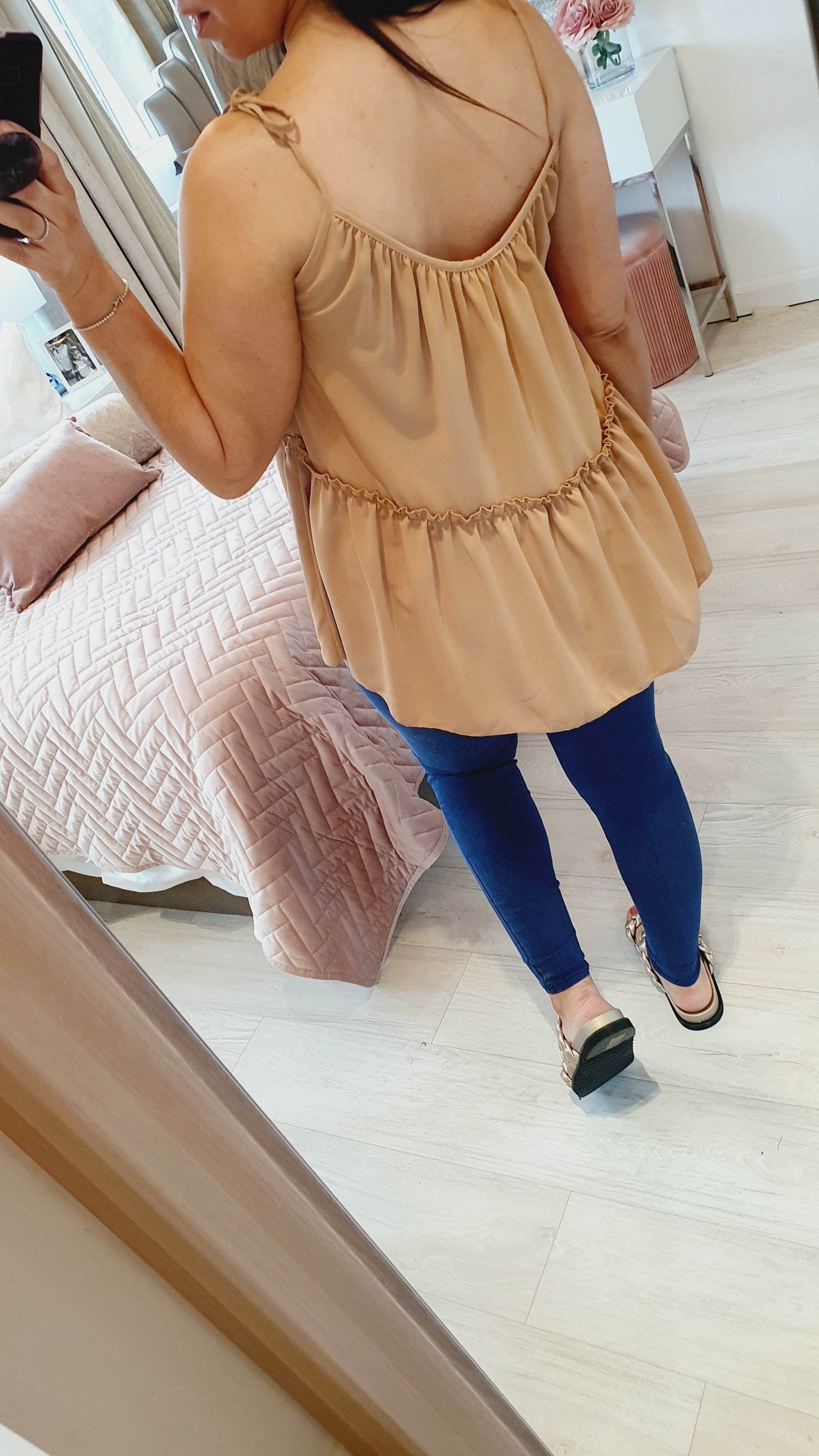 Alyssa Plain Tie Knot Tiered Vest Top