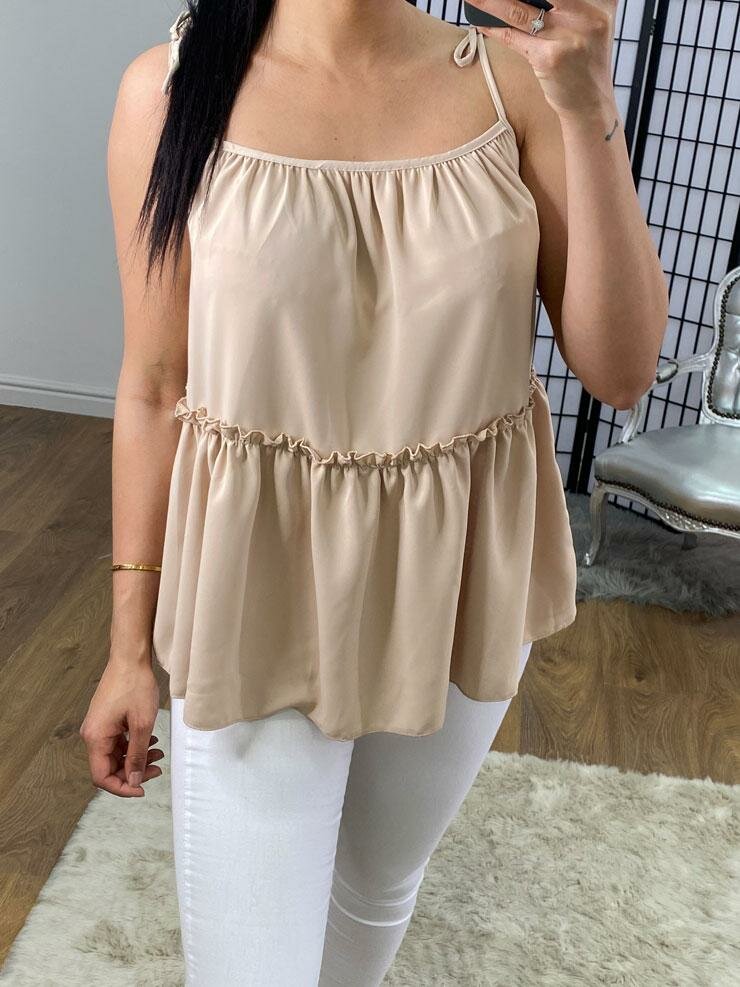 Alyssa Plain Tie Knot Tiered Vest Top