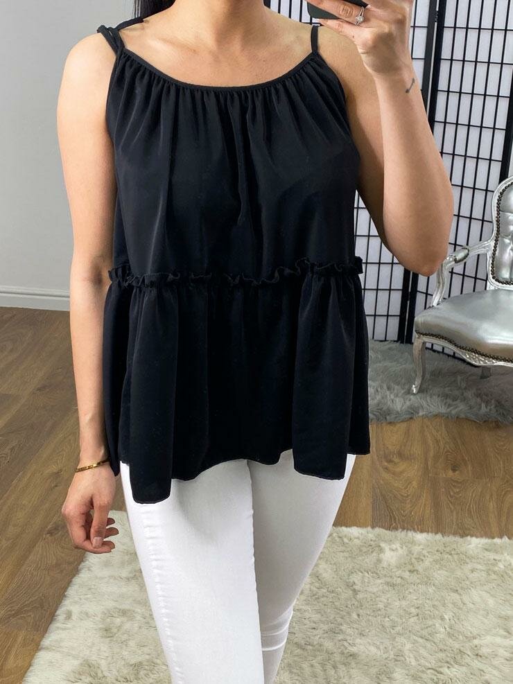 Alyssa Plain Tie Knot Tiered Vest Top