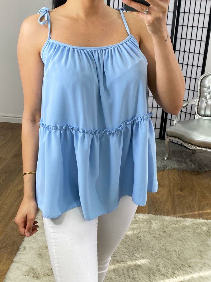 Alyssa Plain Tie Knot Tiered Vest Top