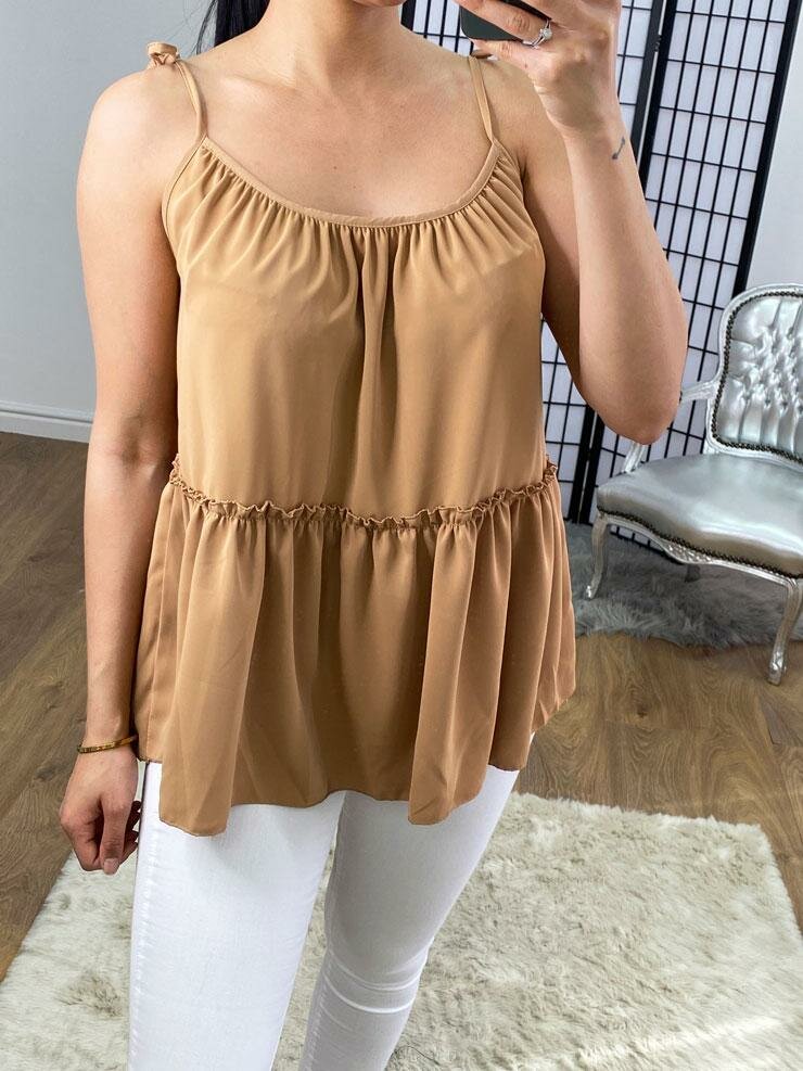 Alyssa Plain Tie Knot Tiered Vest Top