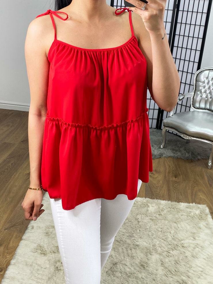 Alyssa Plain Tie Knot Tiered Vest Top