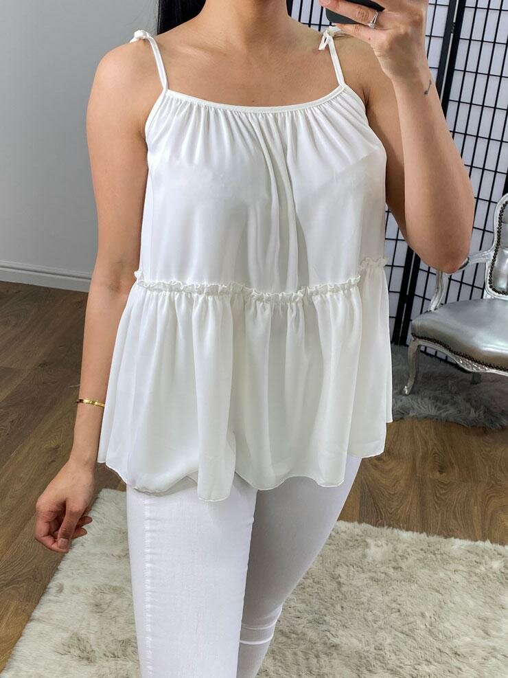 Alyssa Plain Tie Knot Tiered Vest Top