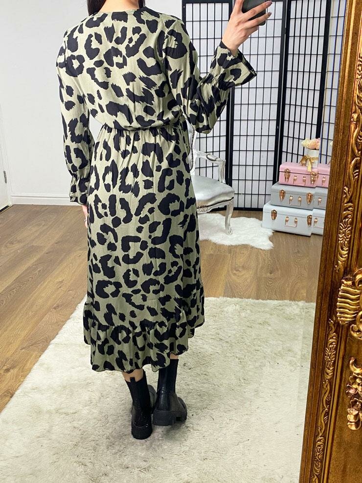 Anastasia Leopard Print Ruffle Detail Dress