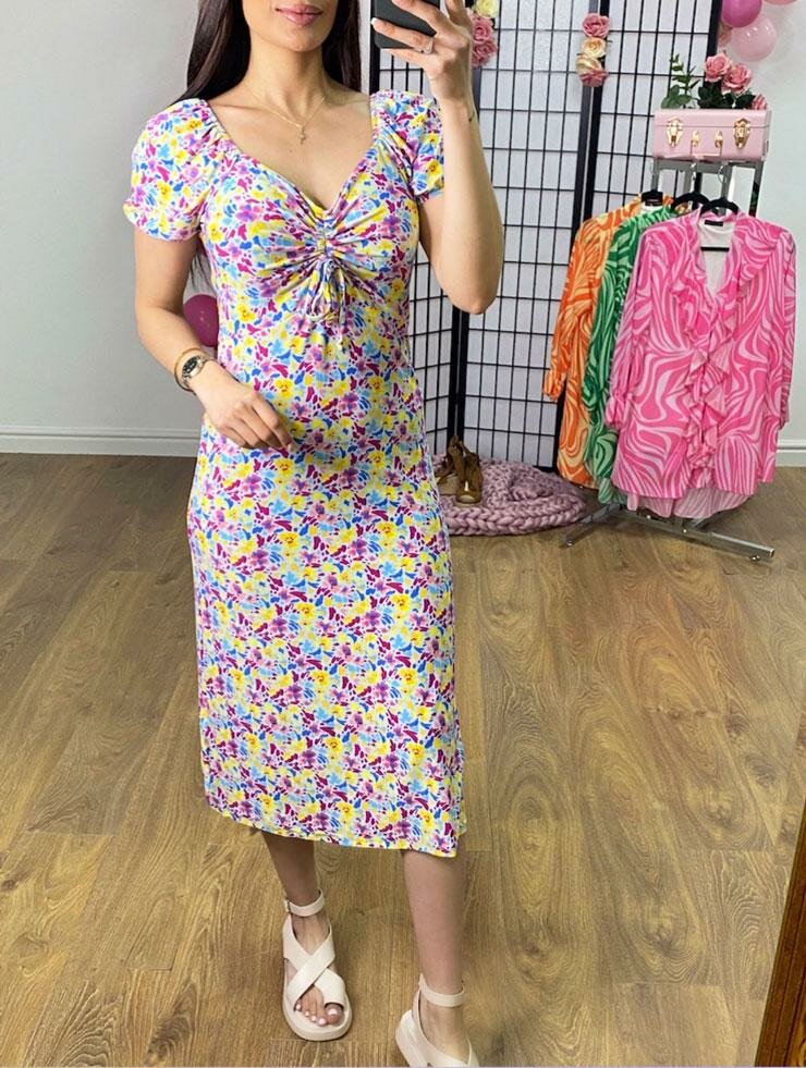 Array Multi Floral Print Babydoll Dress