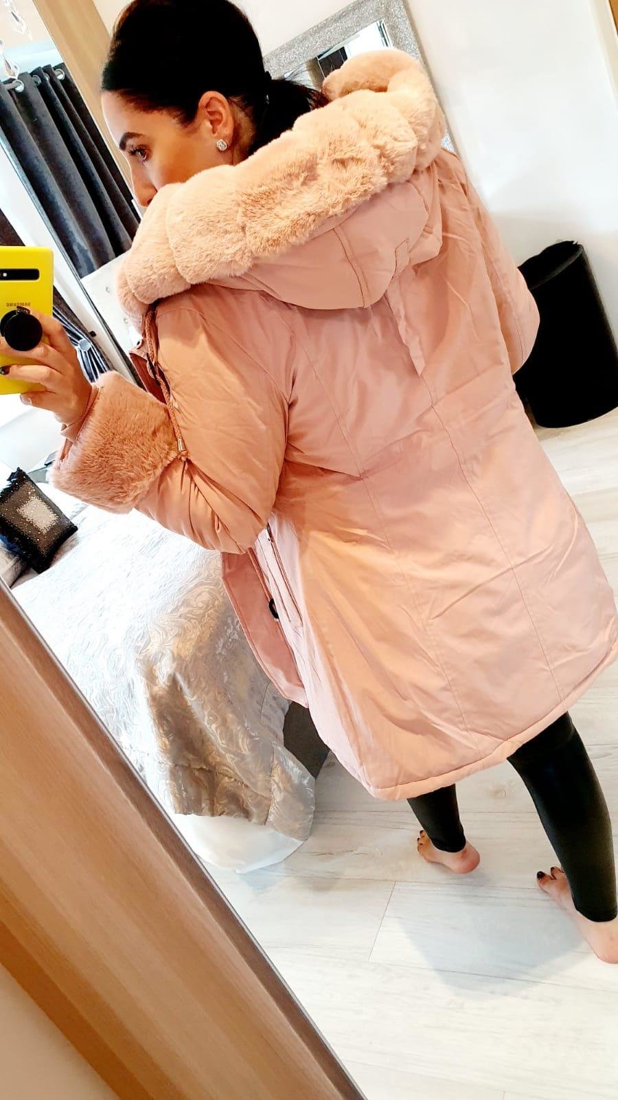 Jaya Baby Pink Faux Fur Hooded Toggle Coat