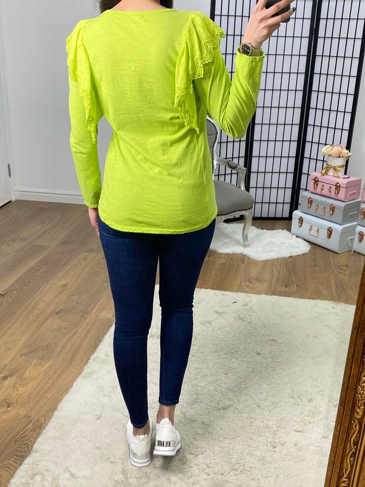 Barrio Plain Crochet Frill Top