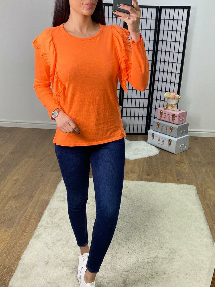 Barrio Plain Crochet Frill Top