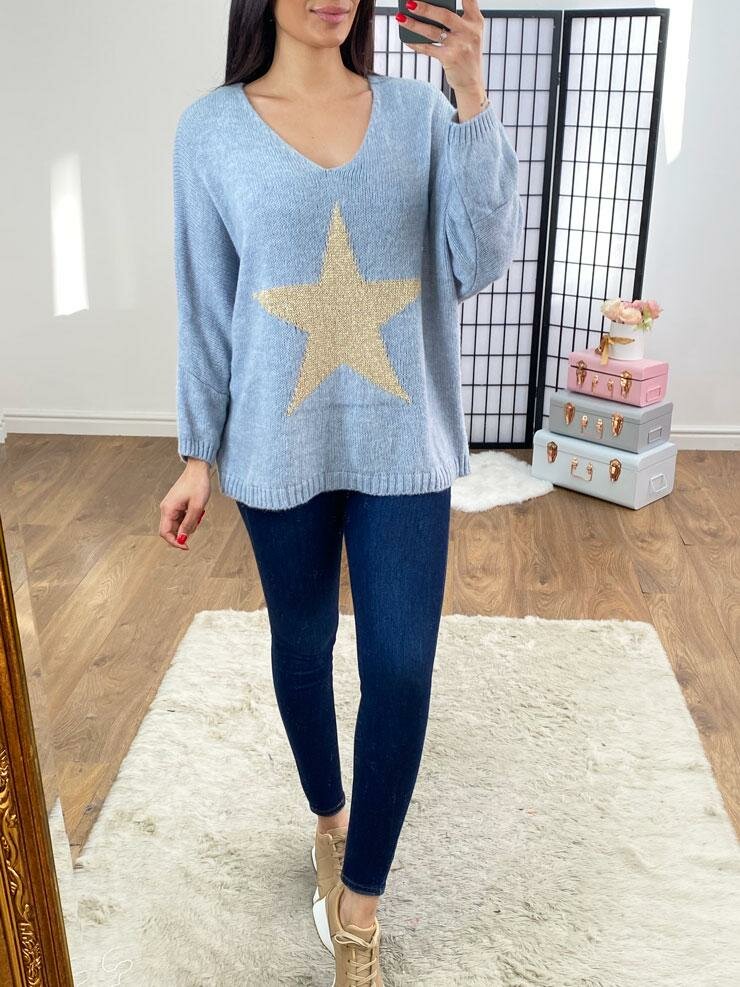 Baylee Metallic Star Oversized Jumper