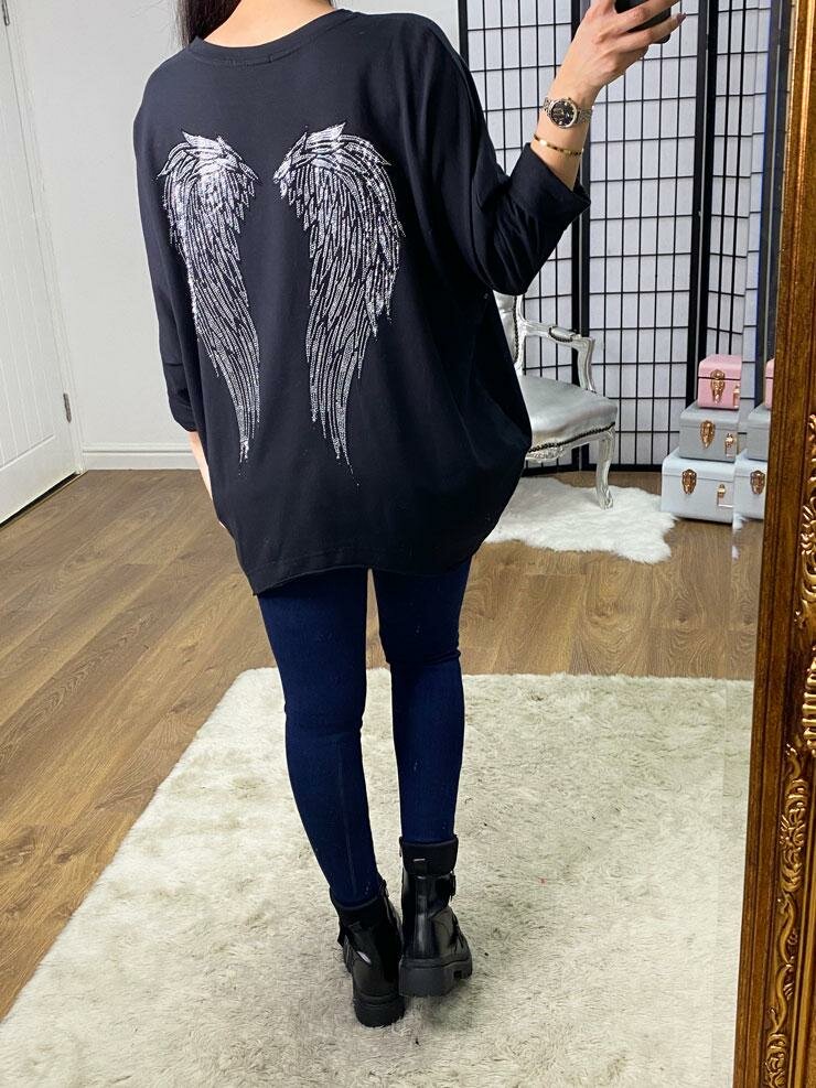 Beryl Oversized Studded Angel Wing Back Sweatshirt