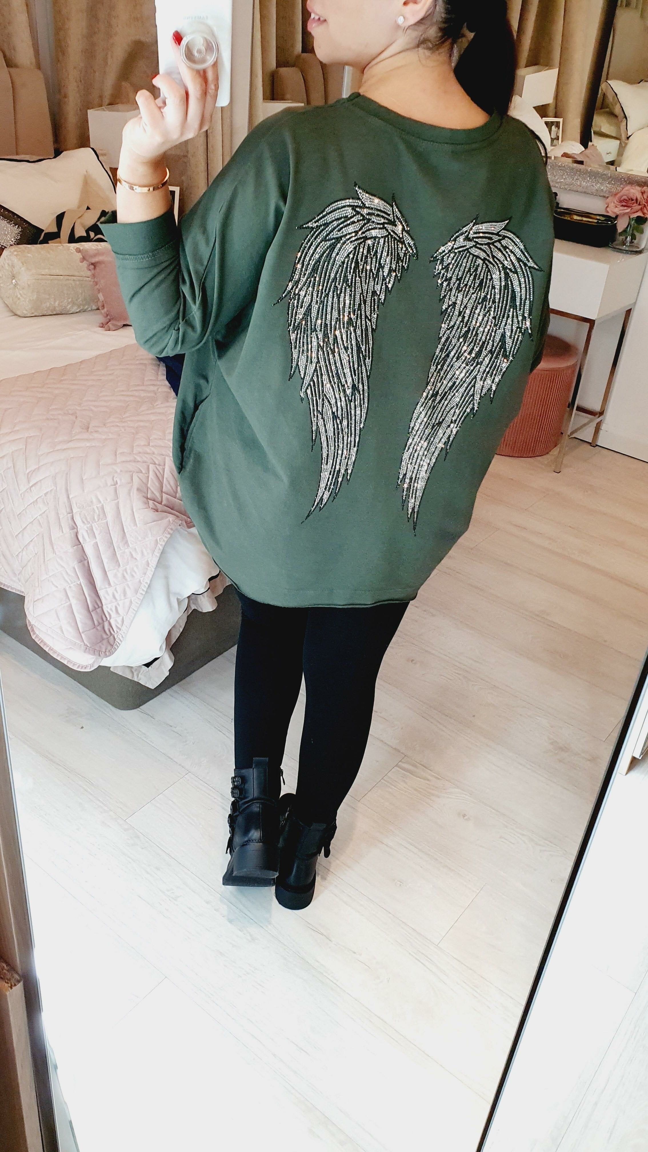 Beryl Oversized Studded Angel Wing Back Sweatshirt