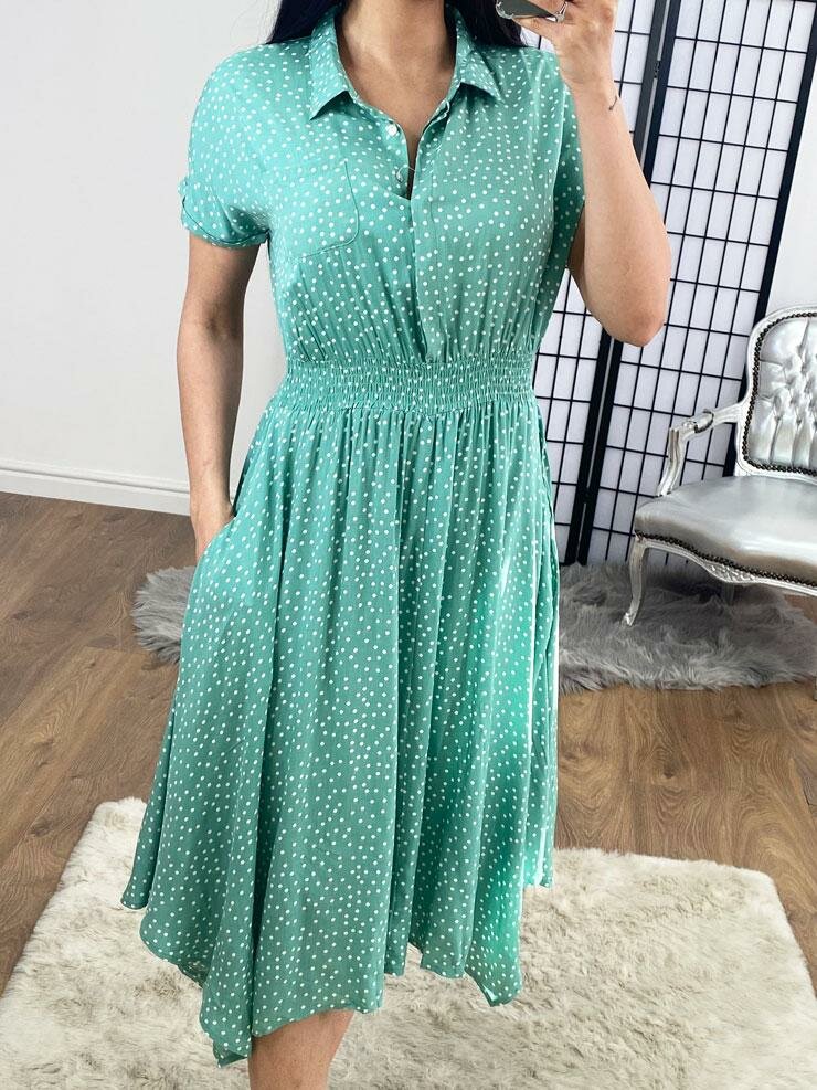 Bethany Mint Polka Dot Shirt Swing Dress BowsBoutiques Bethany Mint Polka Dot Shirt Swing Dress BowsBoutiques