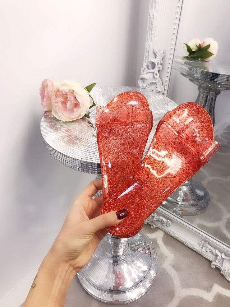 Betsy Glitter Bow Jelly Sliders