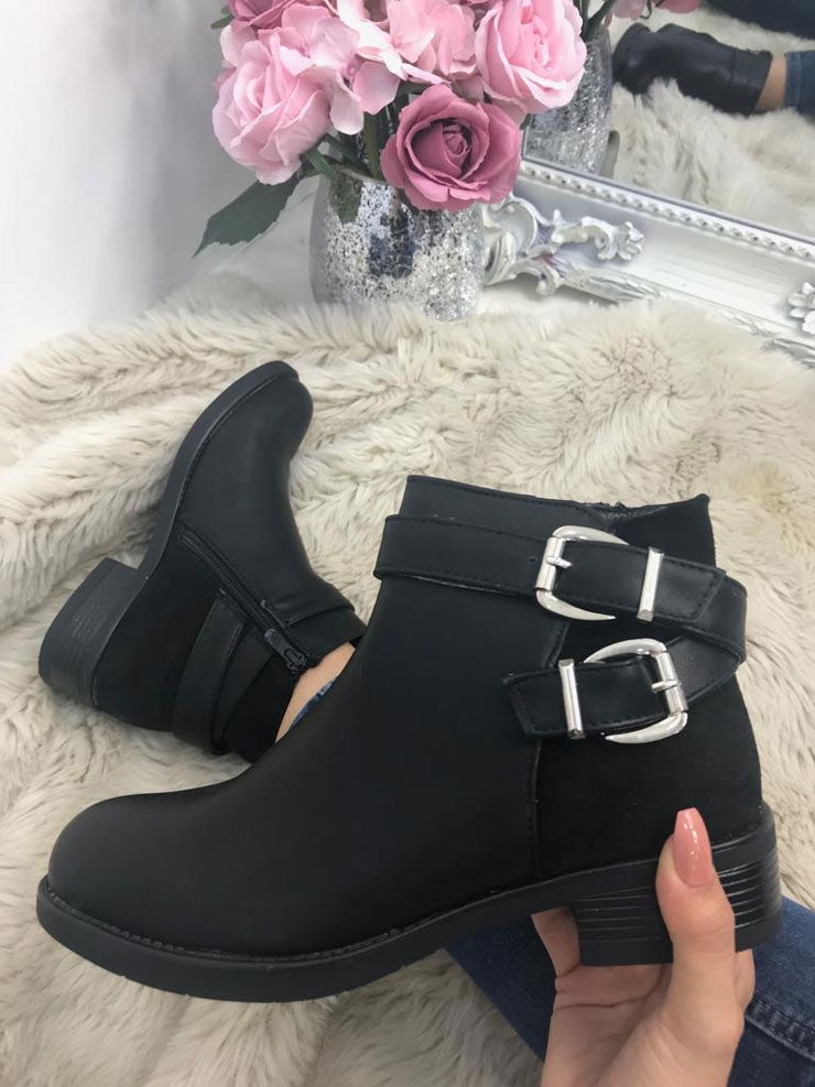 Bianca Suede Heel Buckle Boots