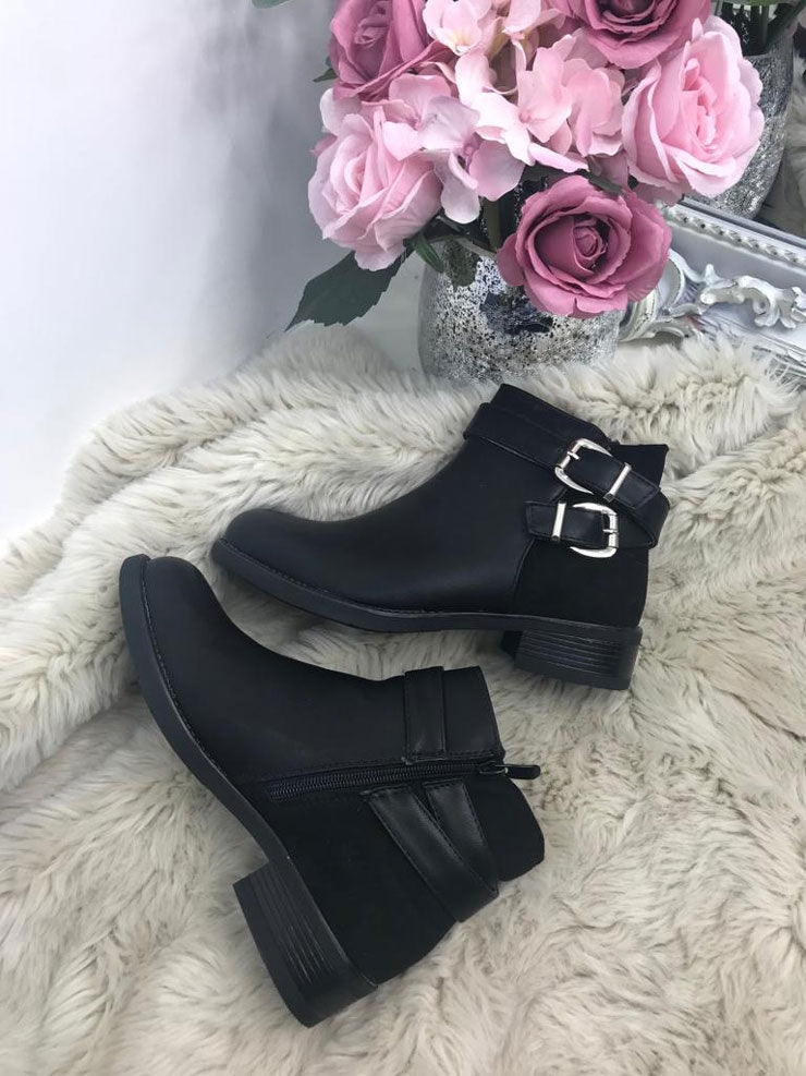 Bianca Suede Heel Buckle Boots